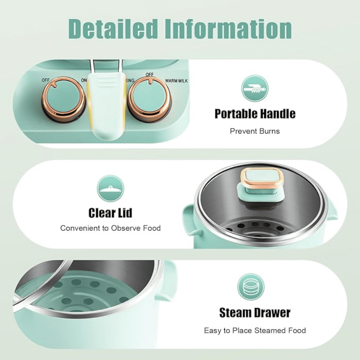 3 in 1 Breakfast Station, 1050W Non-stick Breakfast Machine with Frying Pan, Boiling Pot, Food Steamer, Stainless Steel Retro Electric Breakfast Maker, Suitable for Home Breakfast or Commercial Use