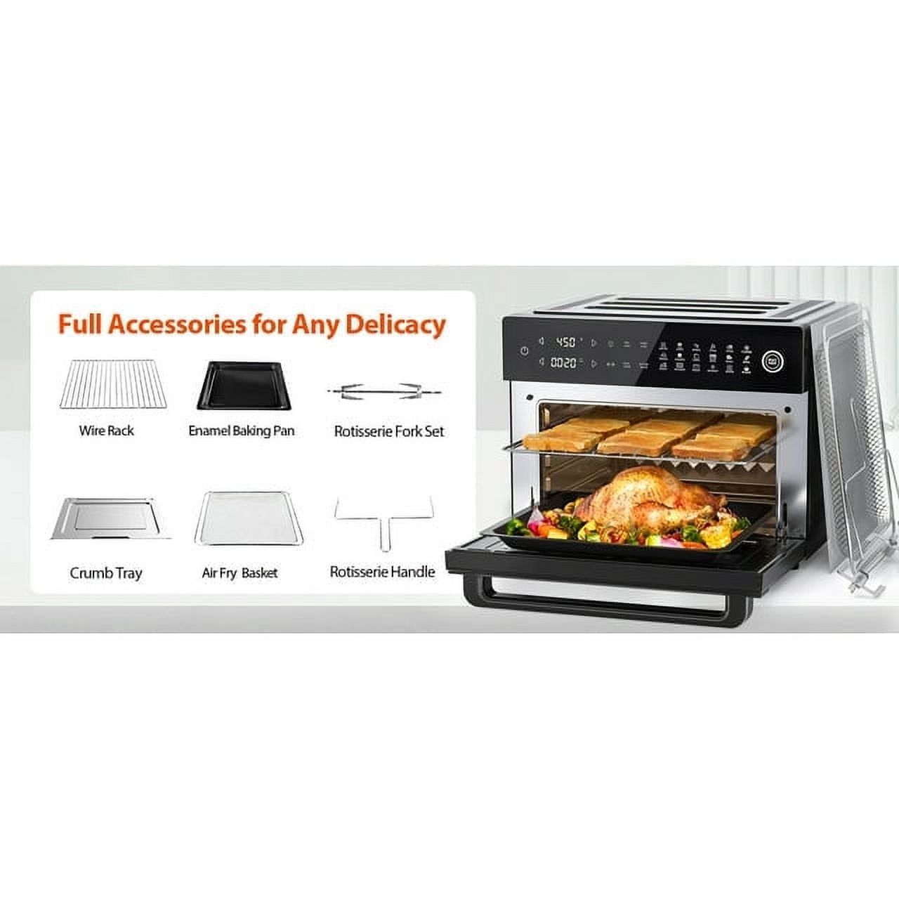 Aeitto PRO 32-Quart Air Fryer Oven, Toaster Combo with Rotisserie, Dehydrator, 19-In-1 Digital, Fits 13" Pizza, 1800W