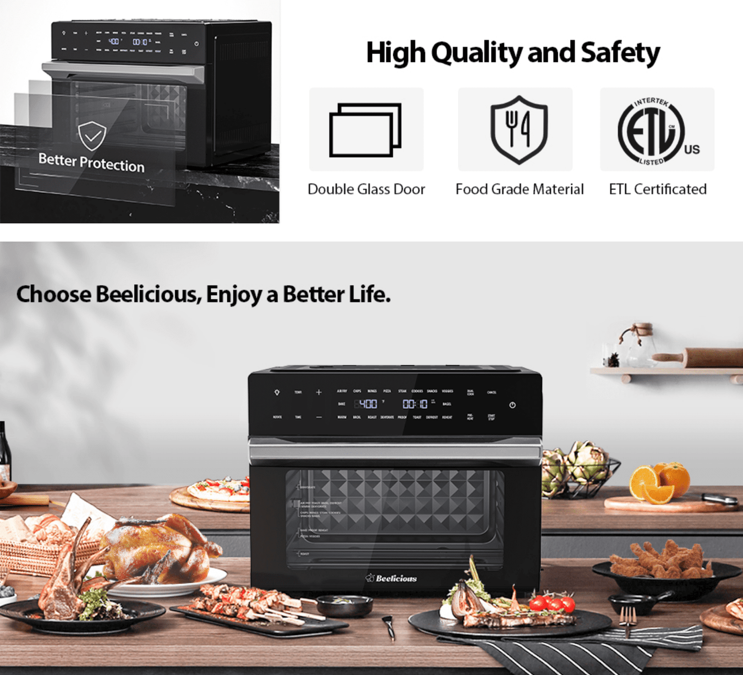 Aeitto 32QT Extra Large Air Fryer, 19-In-1 Air Fryer Toaster Oven Combo with Rotisserie and Dehydrator, Digital Convection Oven Countertop Airfryer Fit 13" Pizza, 1800w