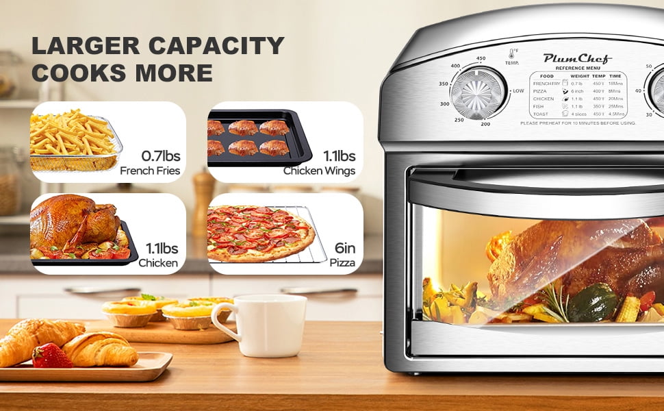 12.5QT 7-in-1 Convection Toaster Oven 1500W, Stainless Steel with 5 Presets – Bake, Roast, Grill, Broil & Toast