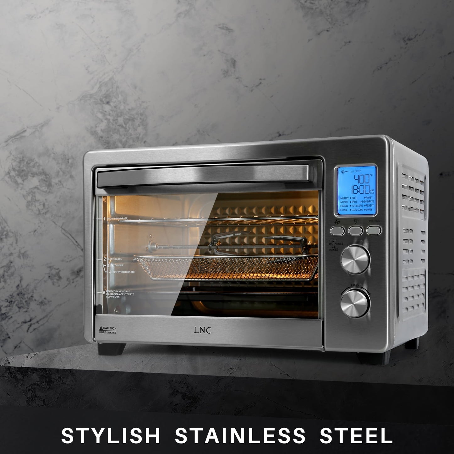 Air Fryer Toaster Oven 12-in-1 Countertop Oven with Speedy Convection, Large 34 QT Capacity, 1750W, Stainless Steel - Gray