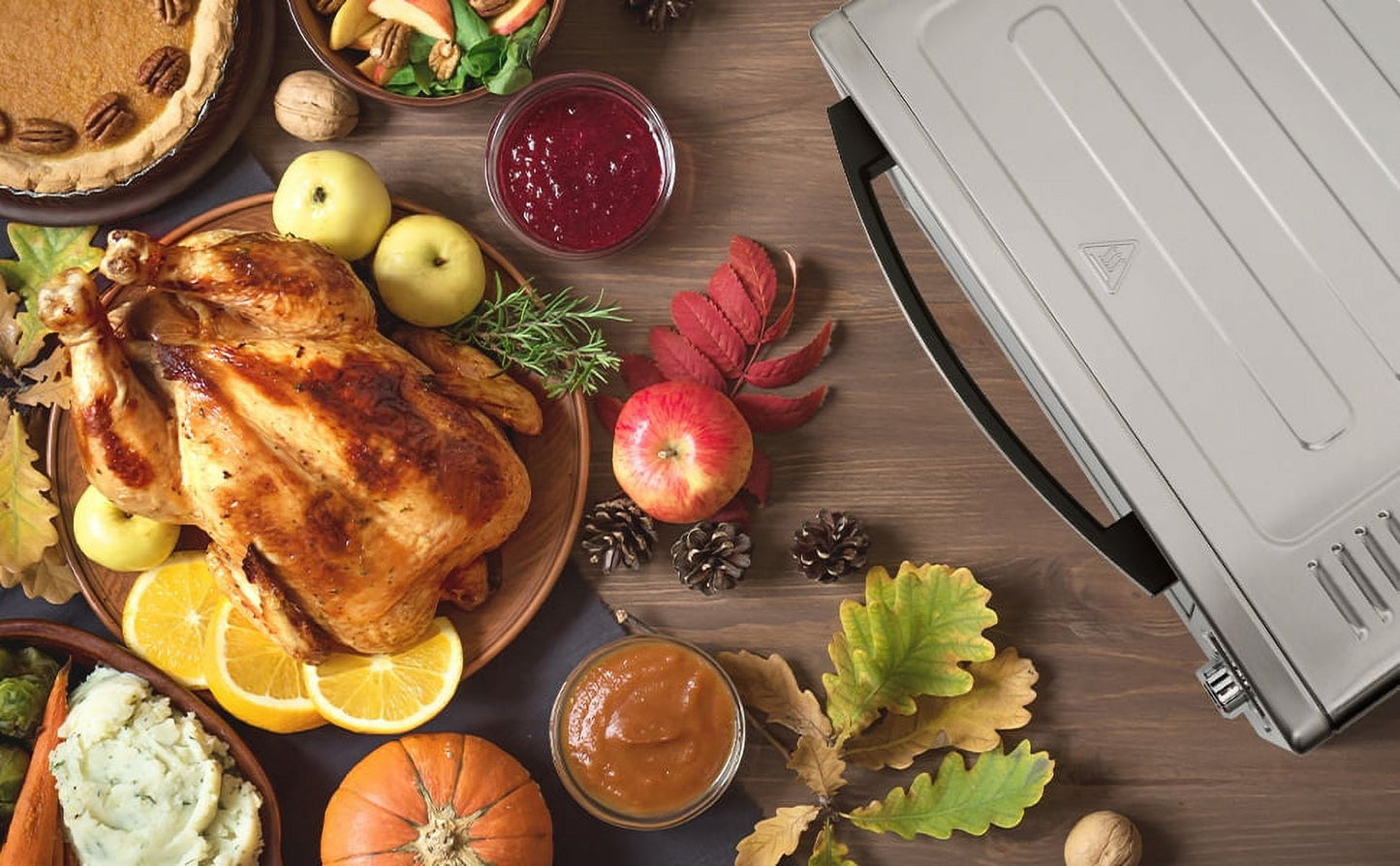 Air Fryer Toaster Oven 12-in-1 Countertop Oven with Speedy Convection, Large 34 QT Capacity, 1750W, Stainless Steel - Gray