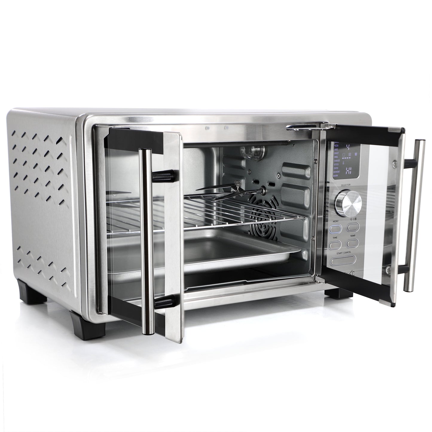 MegaChef 25 Quart Digital Electric French Door Multi-Function Counter Top Oven with Rotisserie Set