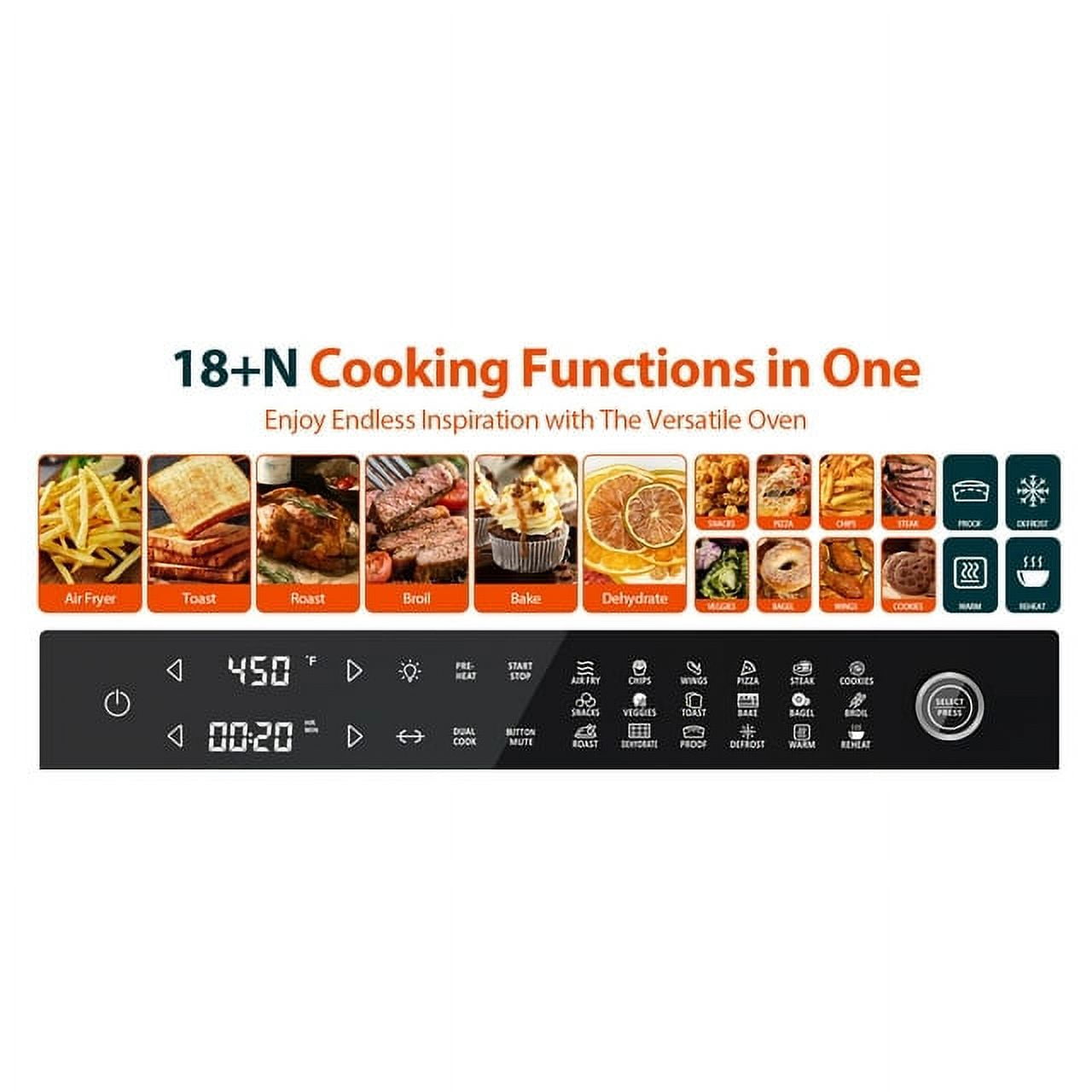 Aeitto PRO 32-Quart Air Fryer Oven, Toaster Combo with Rotisserie, Dehydrator, 19-In-1 Digital, Fits 13" Pizza, 1800W