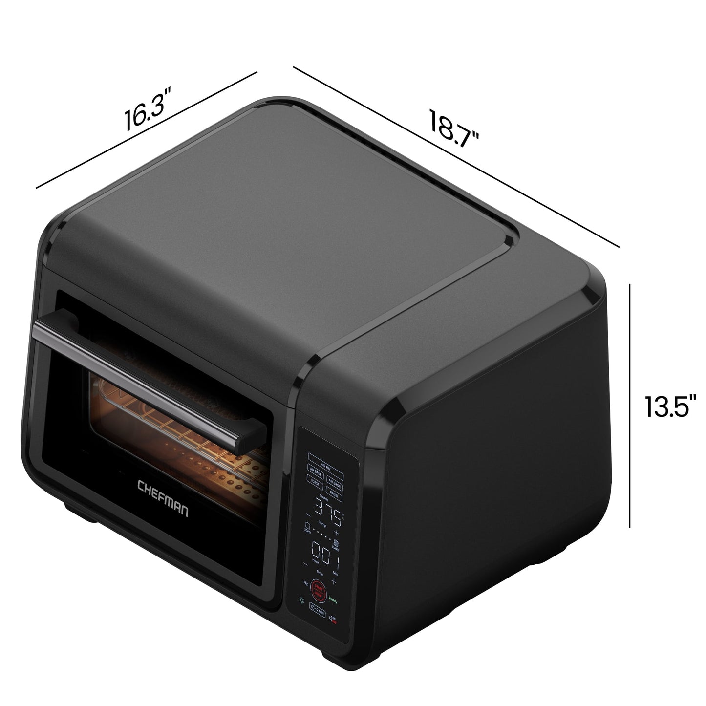 Chefman EasyAir 15 Qt. Toaster Oven Air Fryer, 5 Cooking Functions & 450°F Max Temperature – Black
