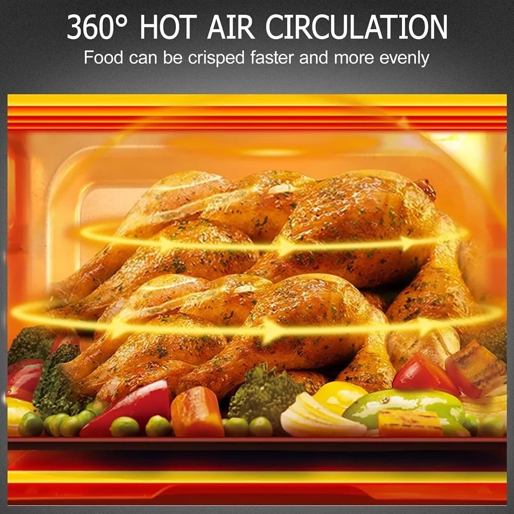 13QT Air Fryer, 1700W Toaster Oven Air Fryer Combo with Digital Touch Screen, Family Size Air Fryer Oven w/Air fry, Roast, Toast, Broil, Rotisserie & Dehydrator, Black
