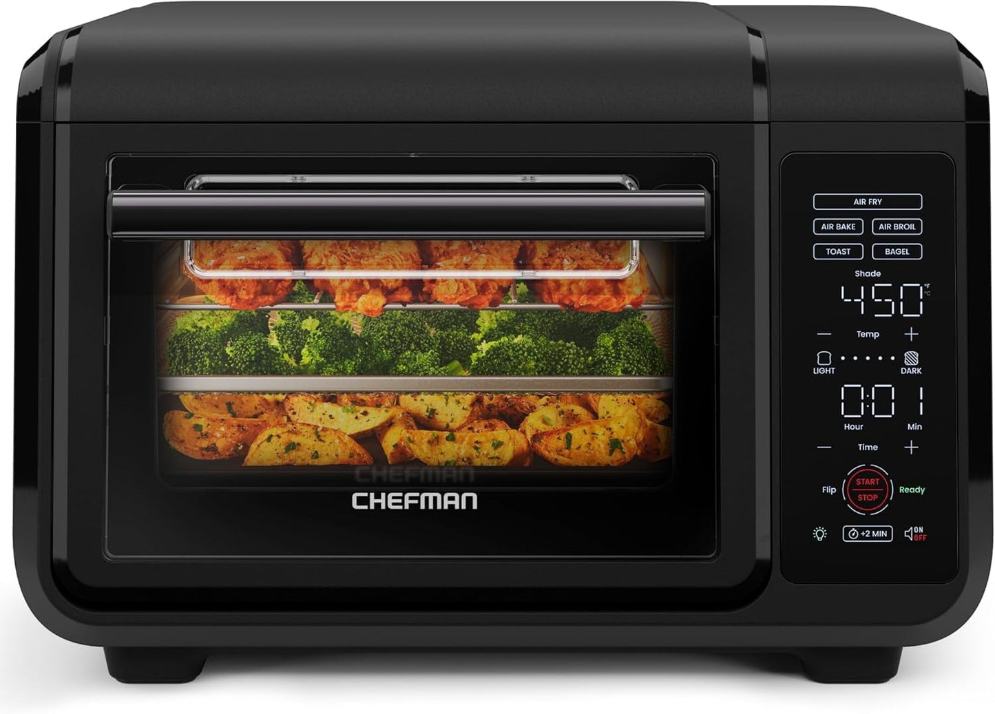 Chefman EasyAir 15 Qt. Toaster Oven Air Fryer, 5 Cooking Functions & 450°F Max Temperature – Black