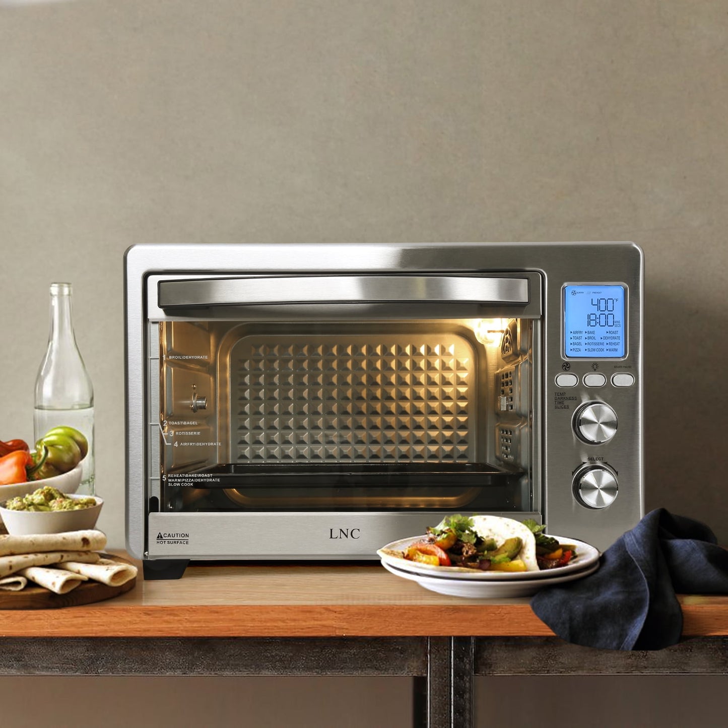 Air Fryer Toaster Oven 12-in-1 Countertop Oven with Speedy Convection, Large 34 QT Capacity, 1750W, Stainless Steel - Gray