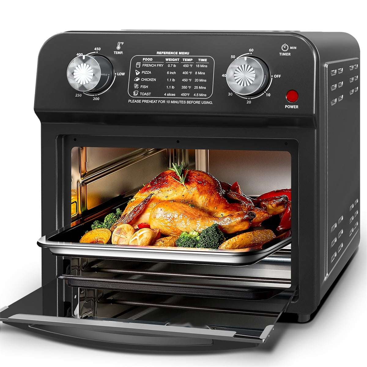 13QT Air Fryer, 1700W Toaster Oven Air Fryer Combo with Digital Touch Screen, Family Size Air Fryer Oven w/Air fry, Roast, Toast, Broil, Rotisserie & Dehydrator, Black