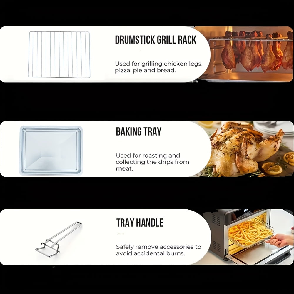 3-in-1 Digital Air Fry, Large Toaster Oven, Kitchen Countertop Convection Oven Cooker