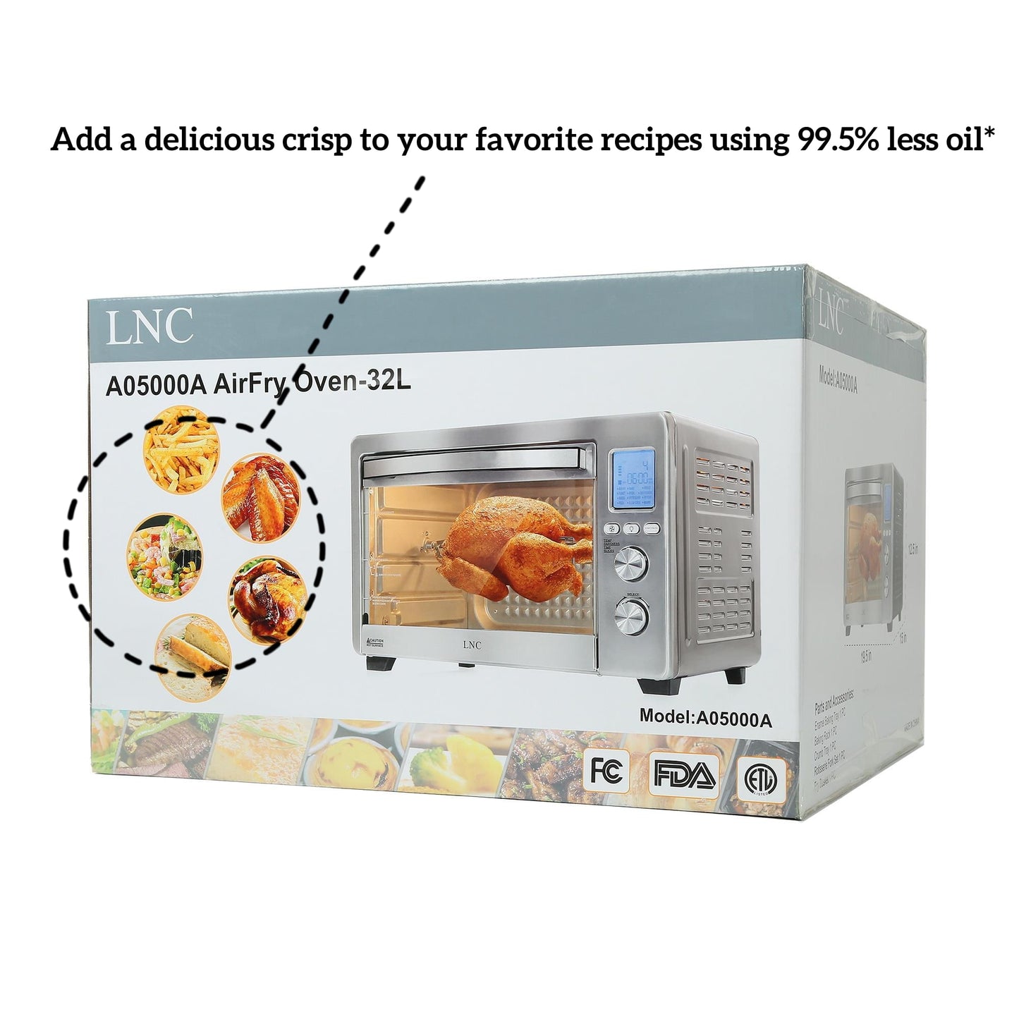 Air Fryer Toaster Oven 12-in-1 Countertop Oven with Speedy Convection, Large 34 QT Capacity, 1750W, Stainless Steel - Gray