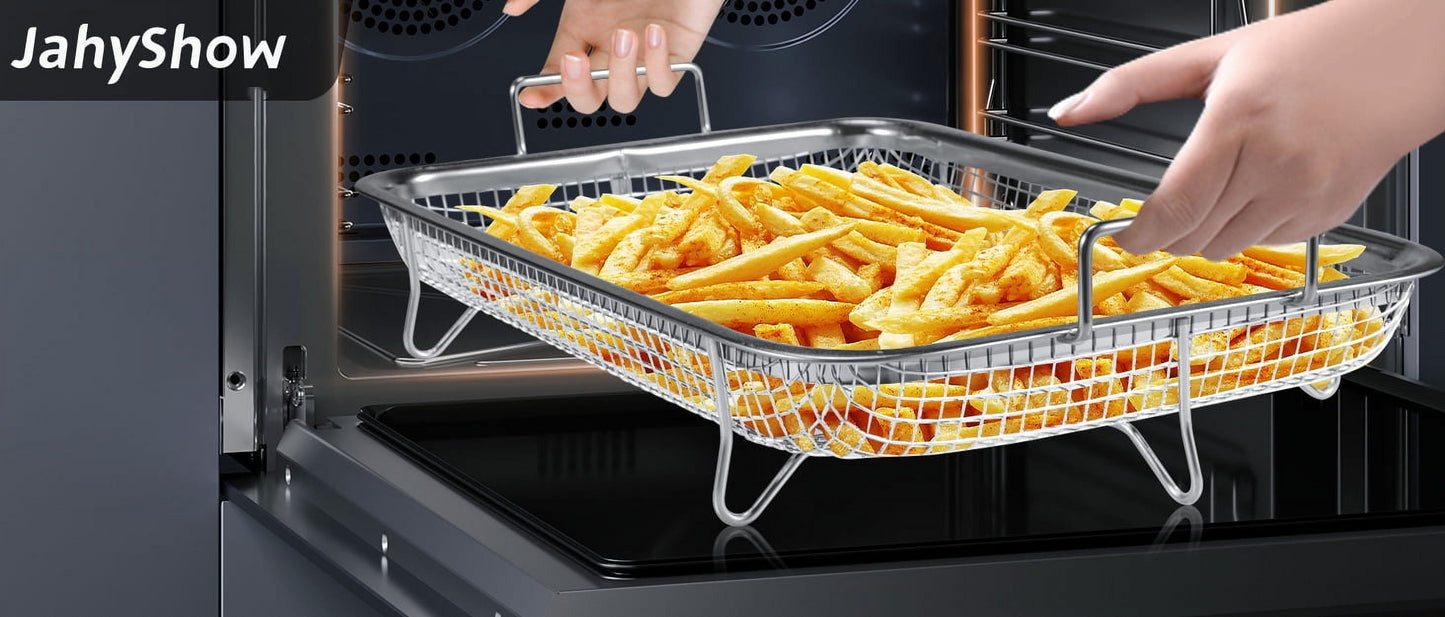 JahyShow Air Fryer Basket 2-Piece Non-Stick Stainless Steel Deep Fryer Accessories