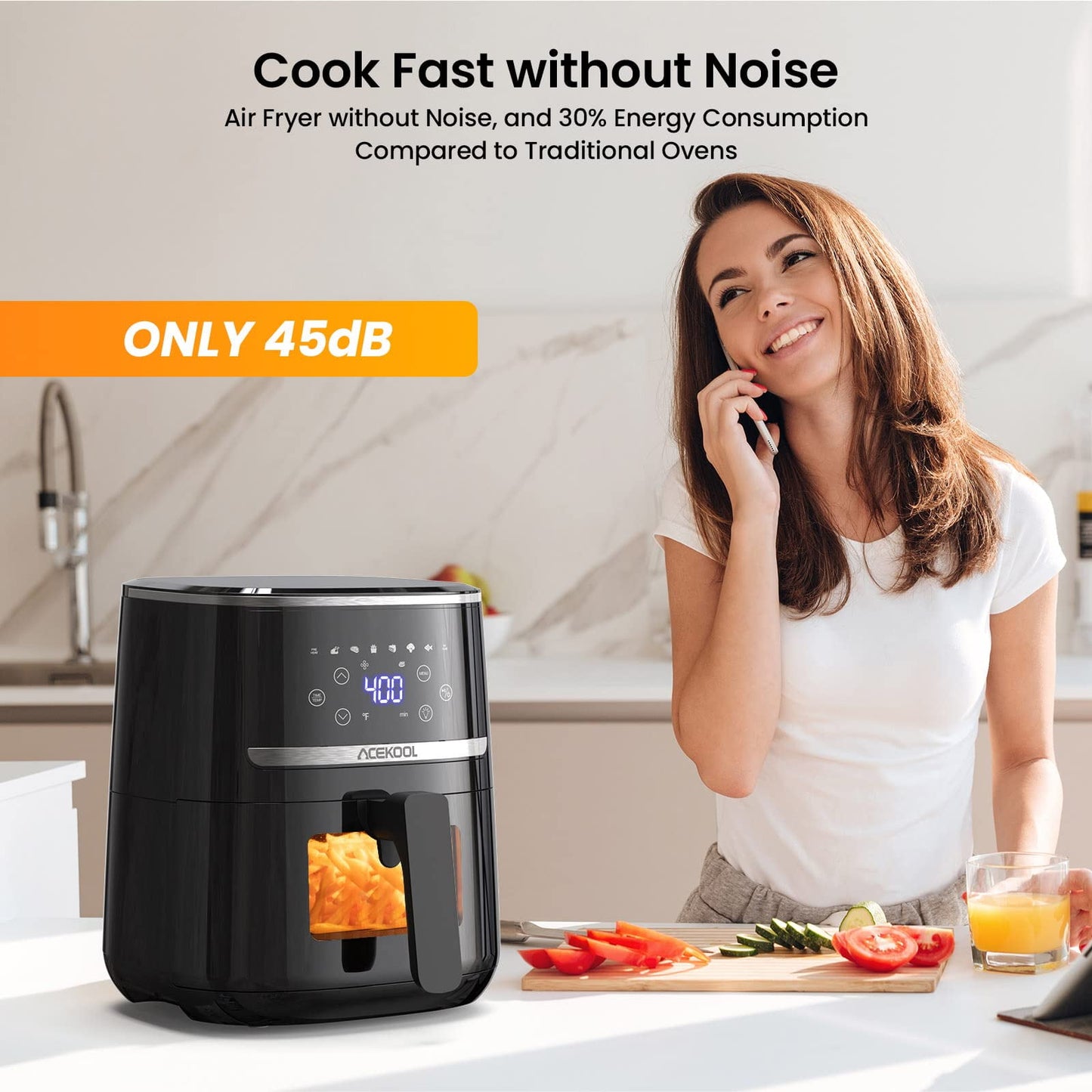 5QT Air Fryer with Viewing Window, 6-in-1 Airfryer with Timer & Adjustable Temp Control, Non-stick Basket, Air Fryer Toaster Oven for Oilless Cooking, Black