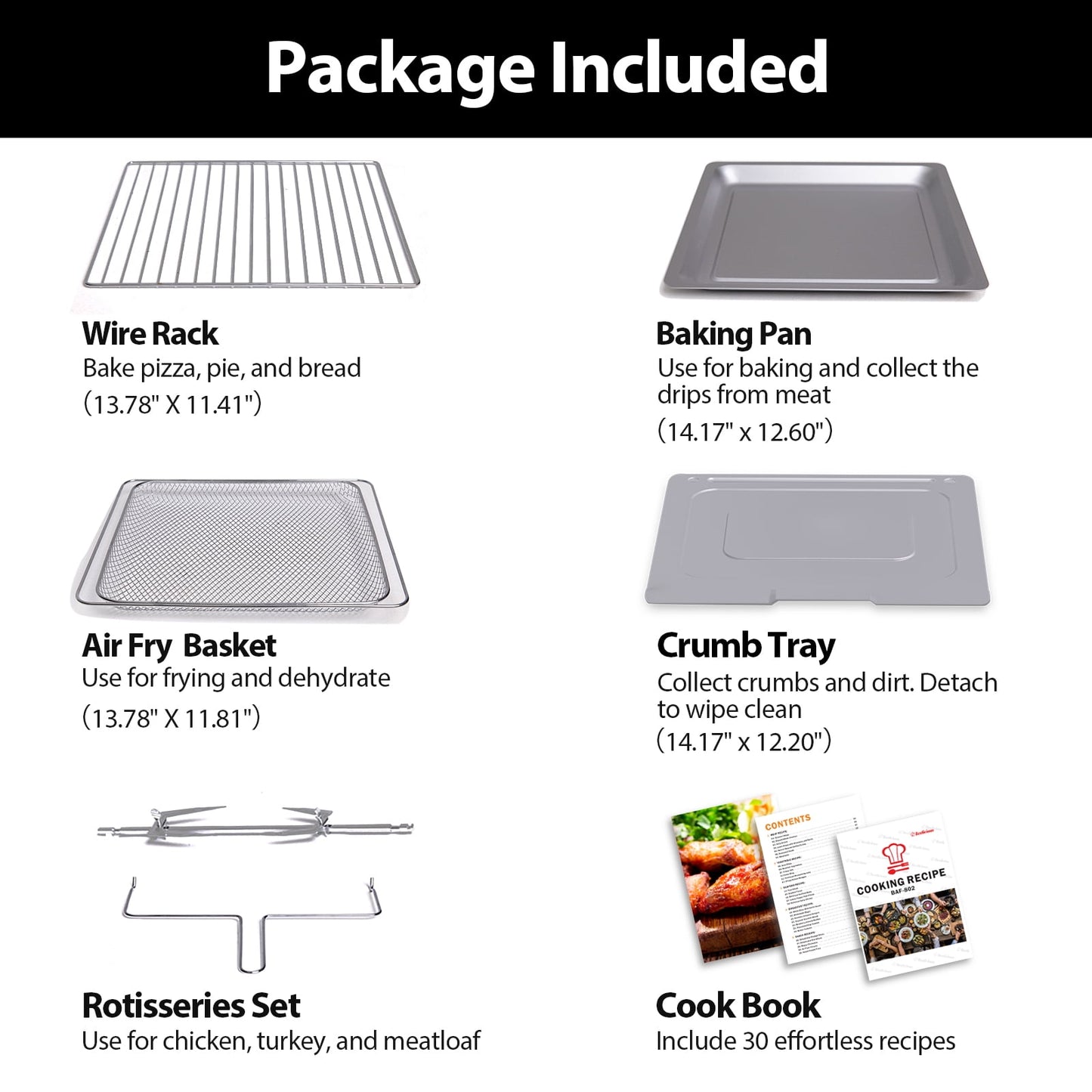 Aeitto 32QT Extra Large Air Fryer, 19-In-1 Air Fryer Toaster Oven Combo with Rotisserie and Dehydrator, Digital Convection Oven Countertop Airfryer Fit 13" Pizza, 1800w