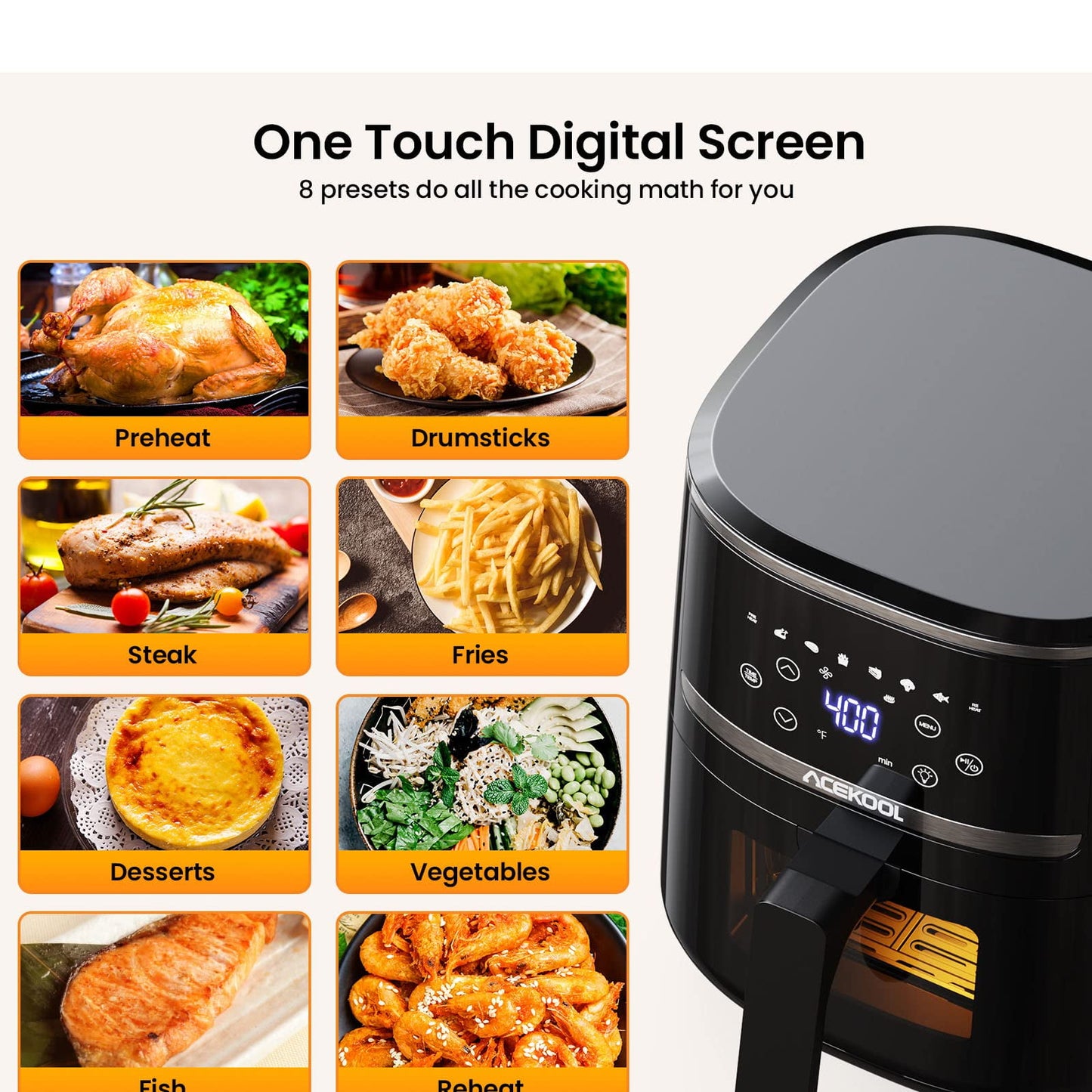 5QT Air Fryer with Viewing Window, 6-in-1 Airfryer with Timer & Adjustable Temp Control, Non-stick Basket, Air Fryer Toaster Oven for Oilless Cooking, Black