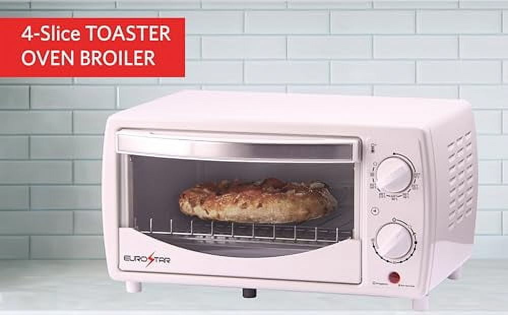 EUROSTAR TO902W 4-Slice Toaster Oven Broiler, White
