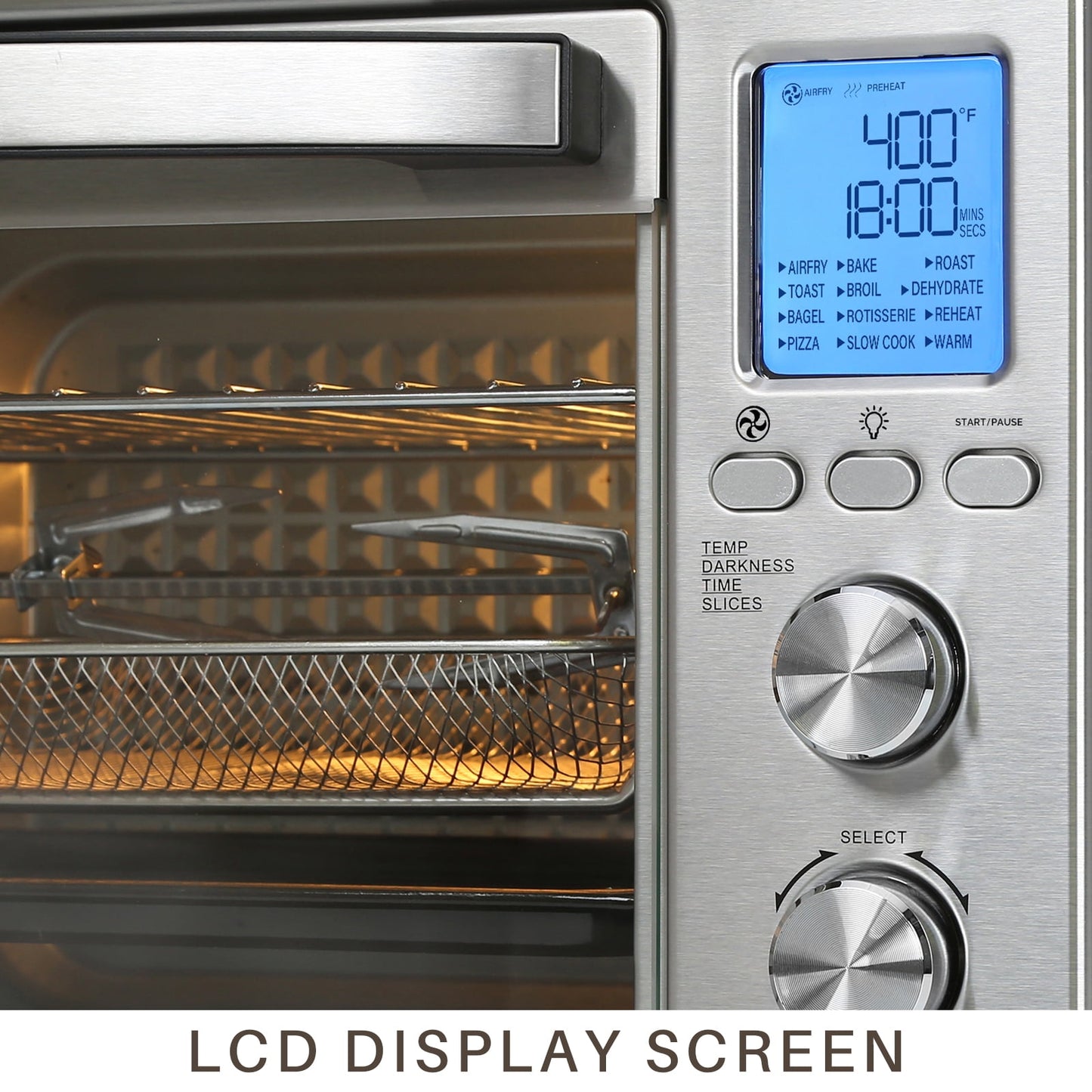 Air Fryer Toaster Oven 12-in-1 Countertop Oven with Speedy Convection, Large 34 QT Capacity, 1750W, Stainless Steel - Gray