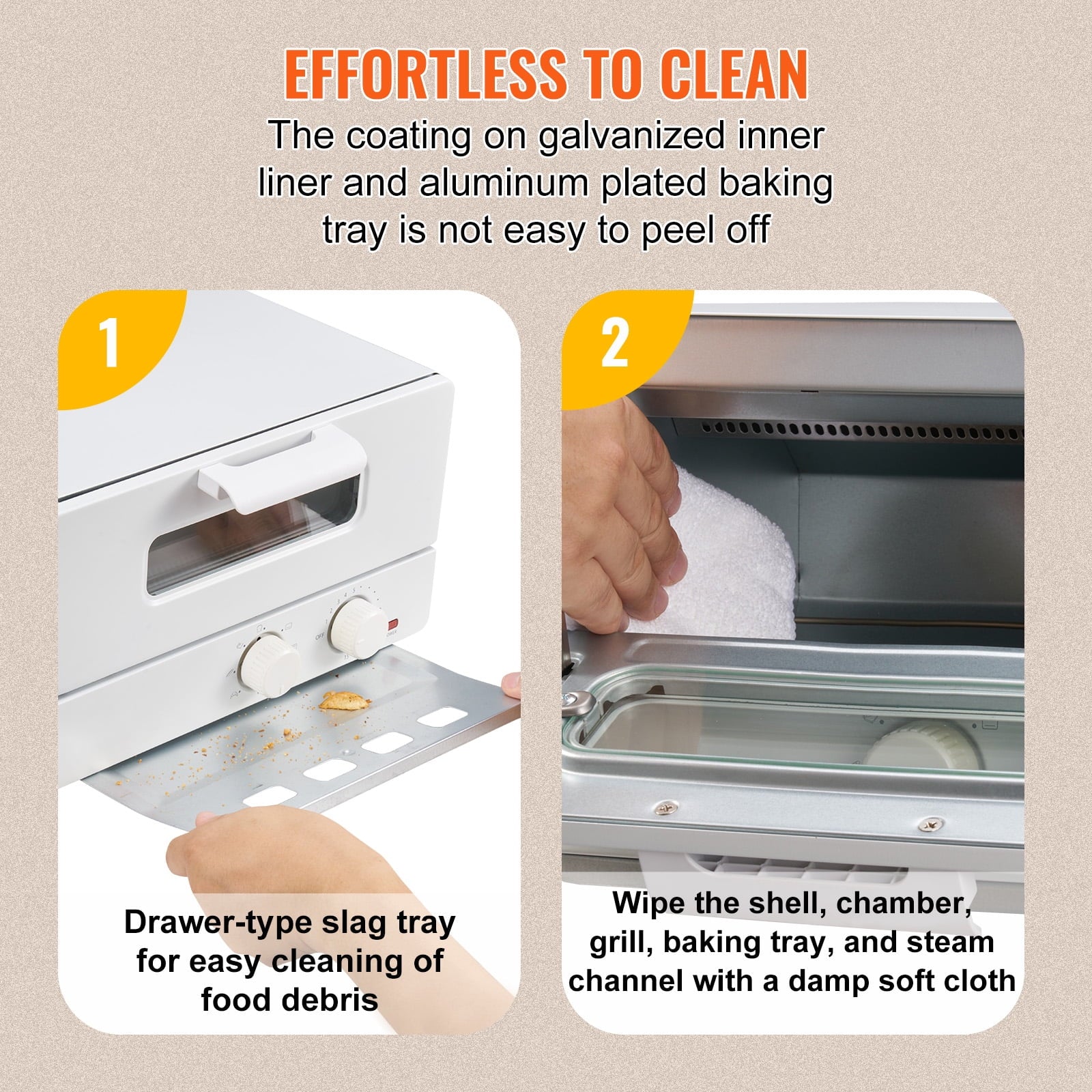 KFFKFF 1300W 7-Mode 12L Steam Oven Toaster Oven 5-in-1 Countertop Convection Oven