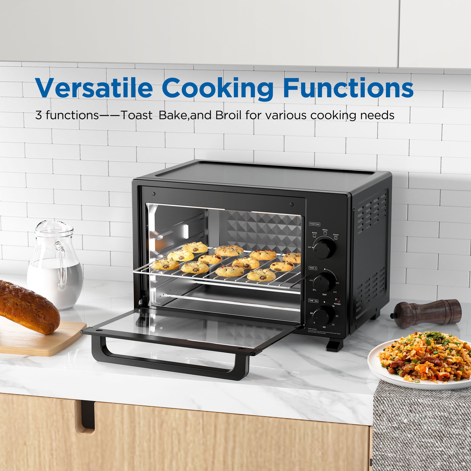 Mainstays XL Toaster Oven, 34QT, 6-Slice Family Size, Black, 1500W, New