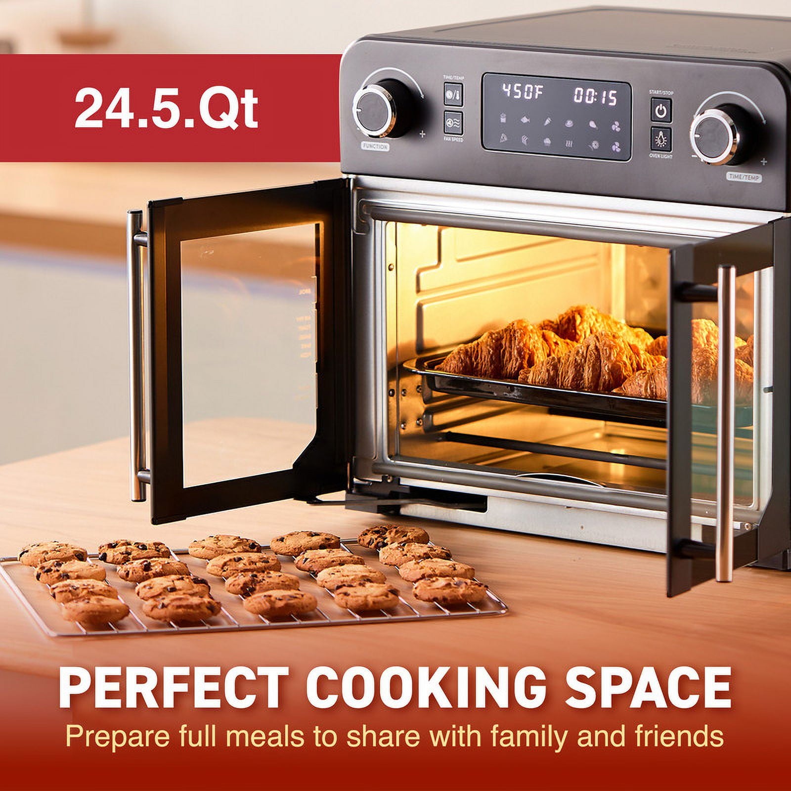 Elite Cuisine French Door 23 L Air Fryer Oven, Black