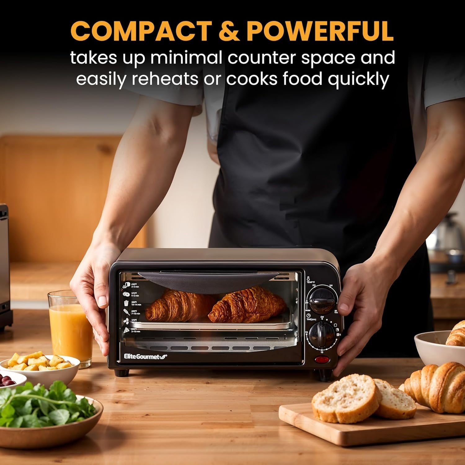 ETO236 Personal Compact 2 Slice Countertop Toaster Oven with 15 Minute Timer & Adjustable Temperature, Bake, Broil, & Toast, Black