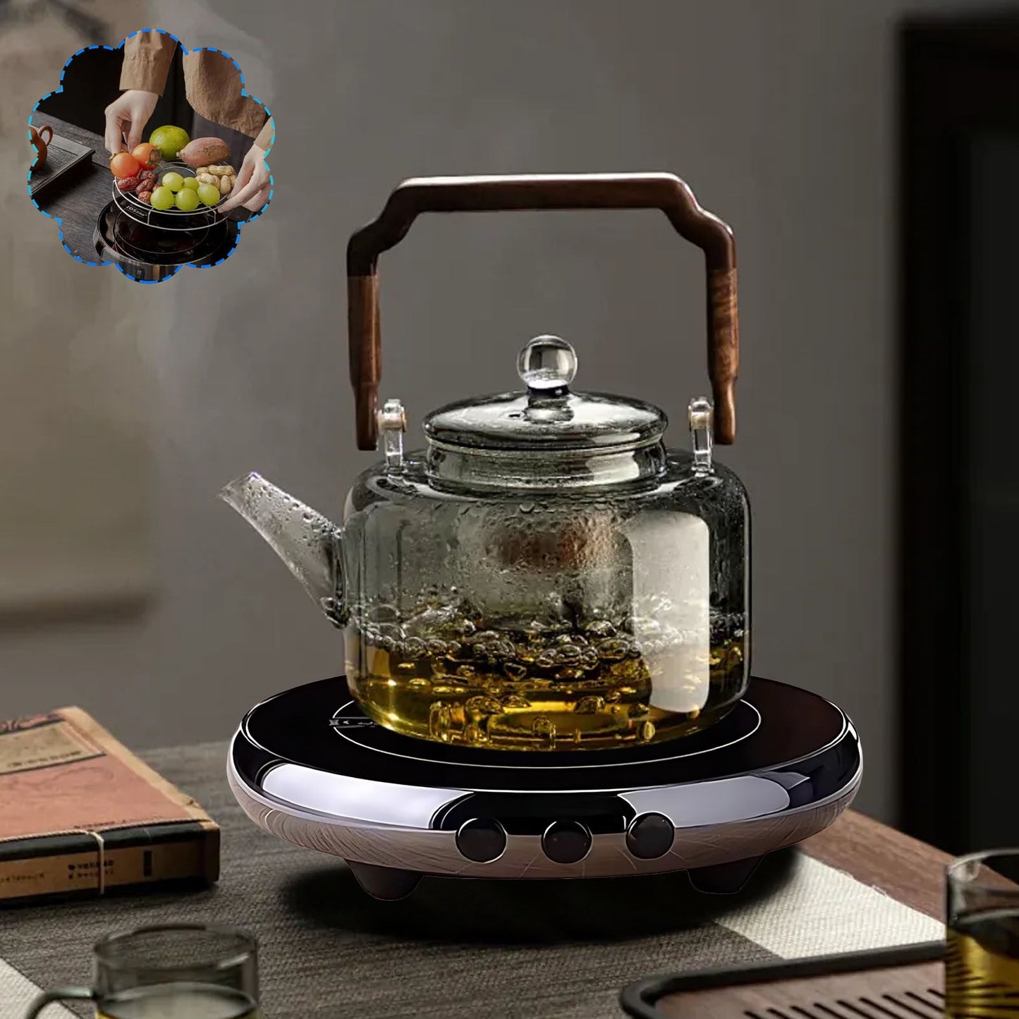 DELESYS Thin Electric Oven Electric Oven Tea Oven with Grill Net Can Bake Food, Electric Pottery Stove*1+Grill Net *1