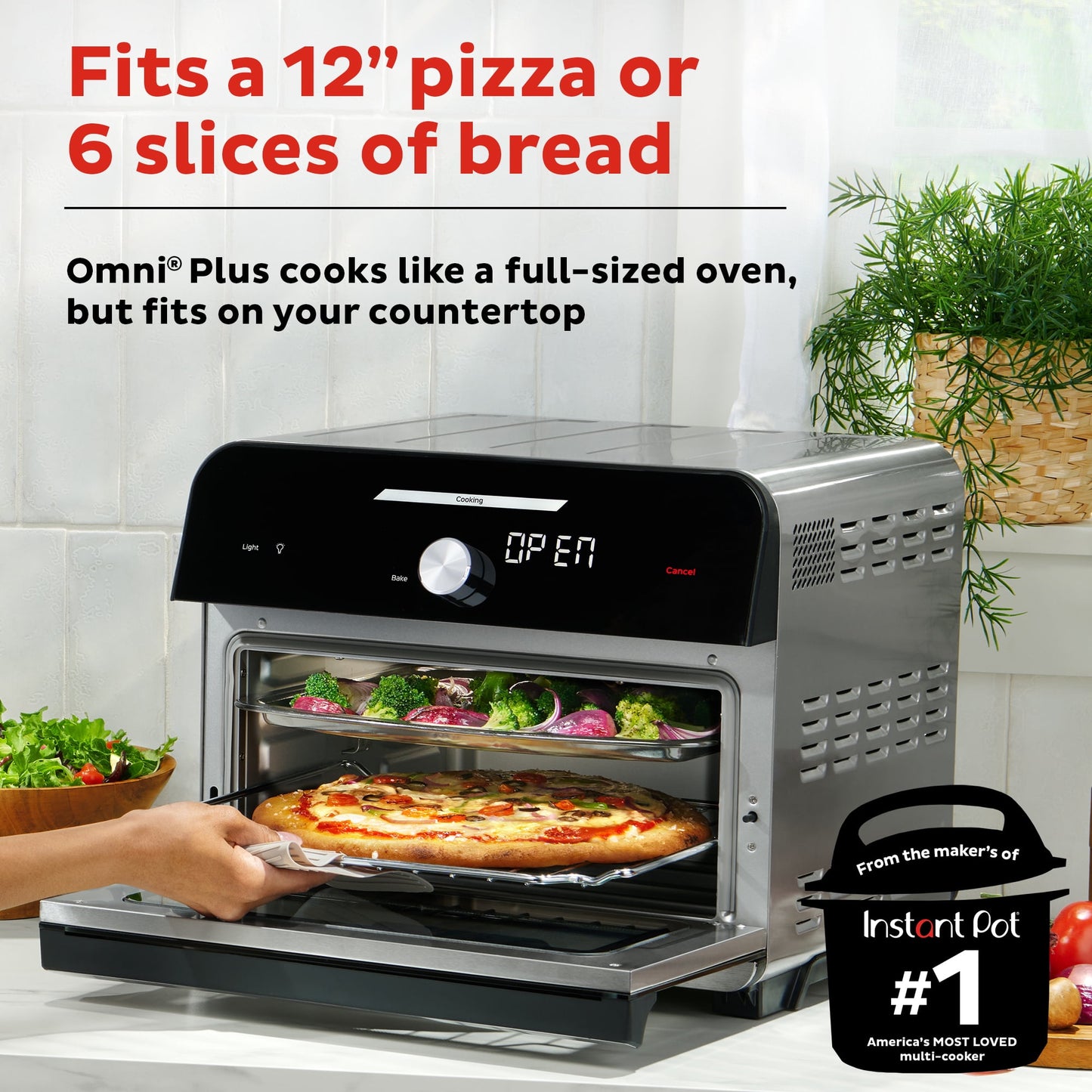 Instant Pot Omni Plus 18L Air Fryer Toaster Oven 10-in-1 Combo, Rotisserie Oven, Deep Fryer, Oil-less Mini Cooker, Convection Oven, Dehydrator, Roaster, Warmer, Reheater, Pizza Oven