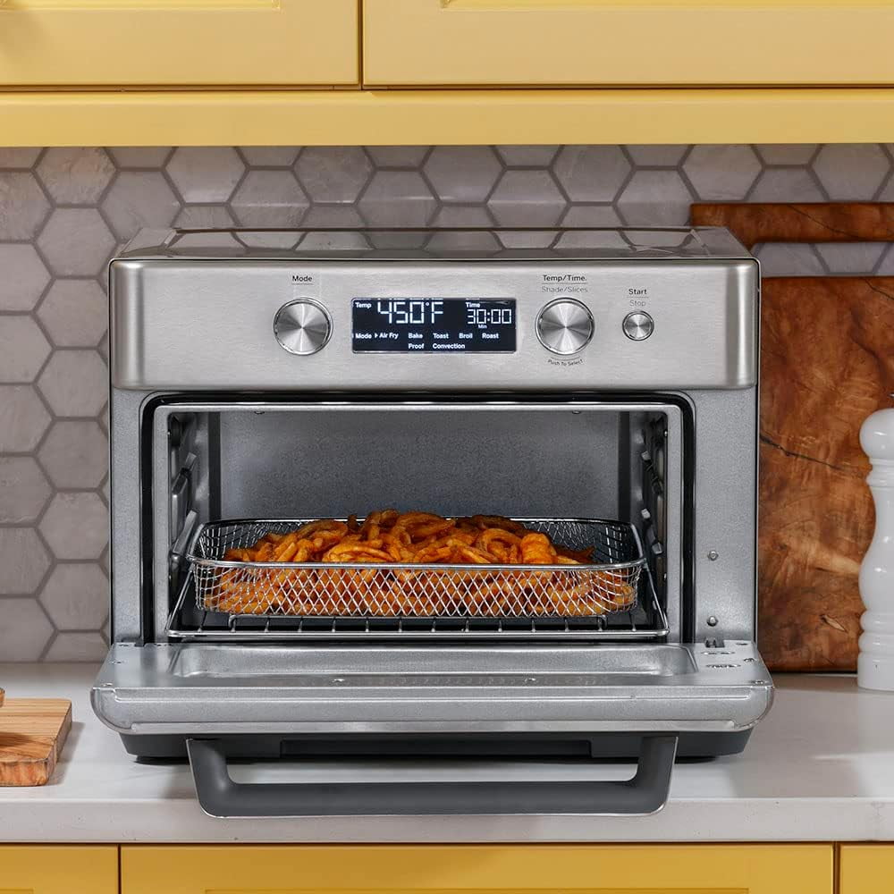 GE 1500-Watt Digital Air Fry 8-in-1 Toaster Oven with Convection and Removable Crumb Tray, Stainless Steel