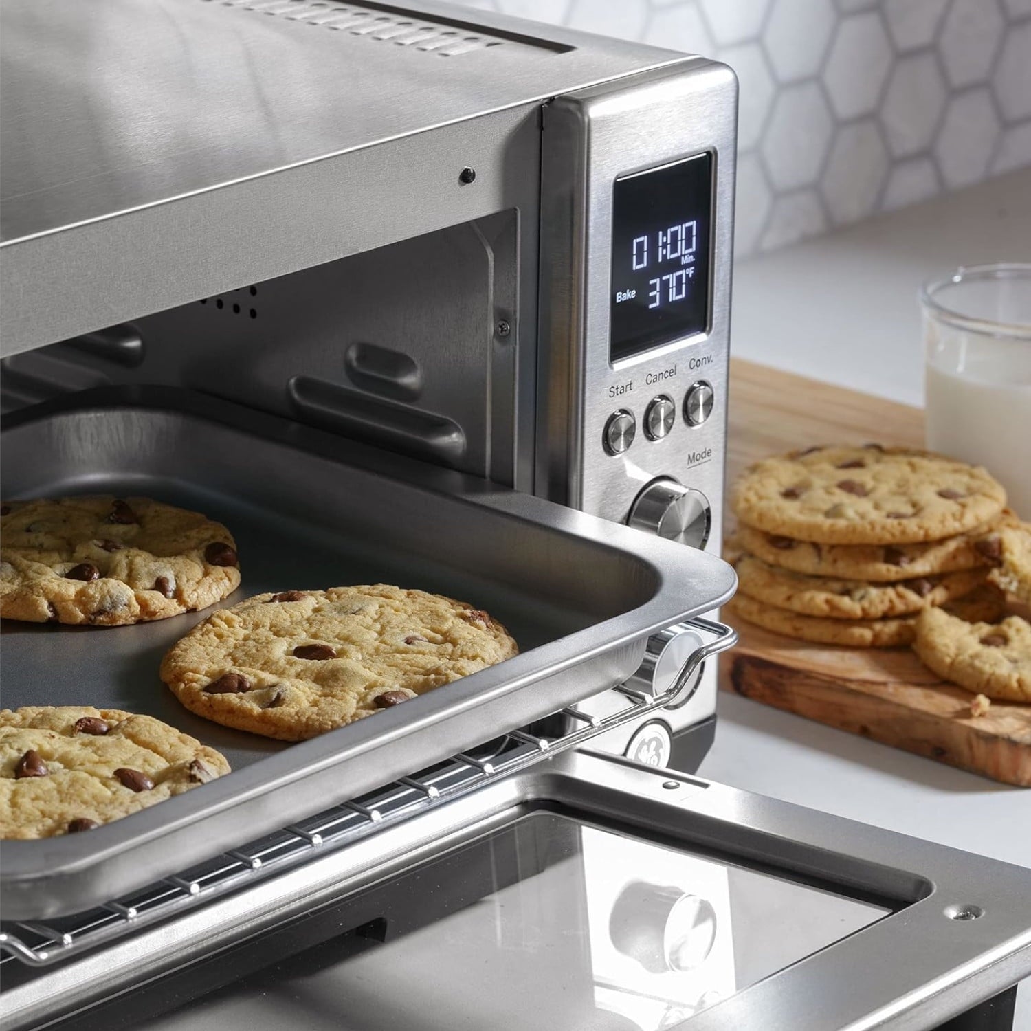GE - Calrod 6-Slice Toaster Oven with Convection bake - Stainless Steel