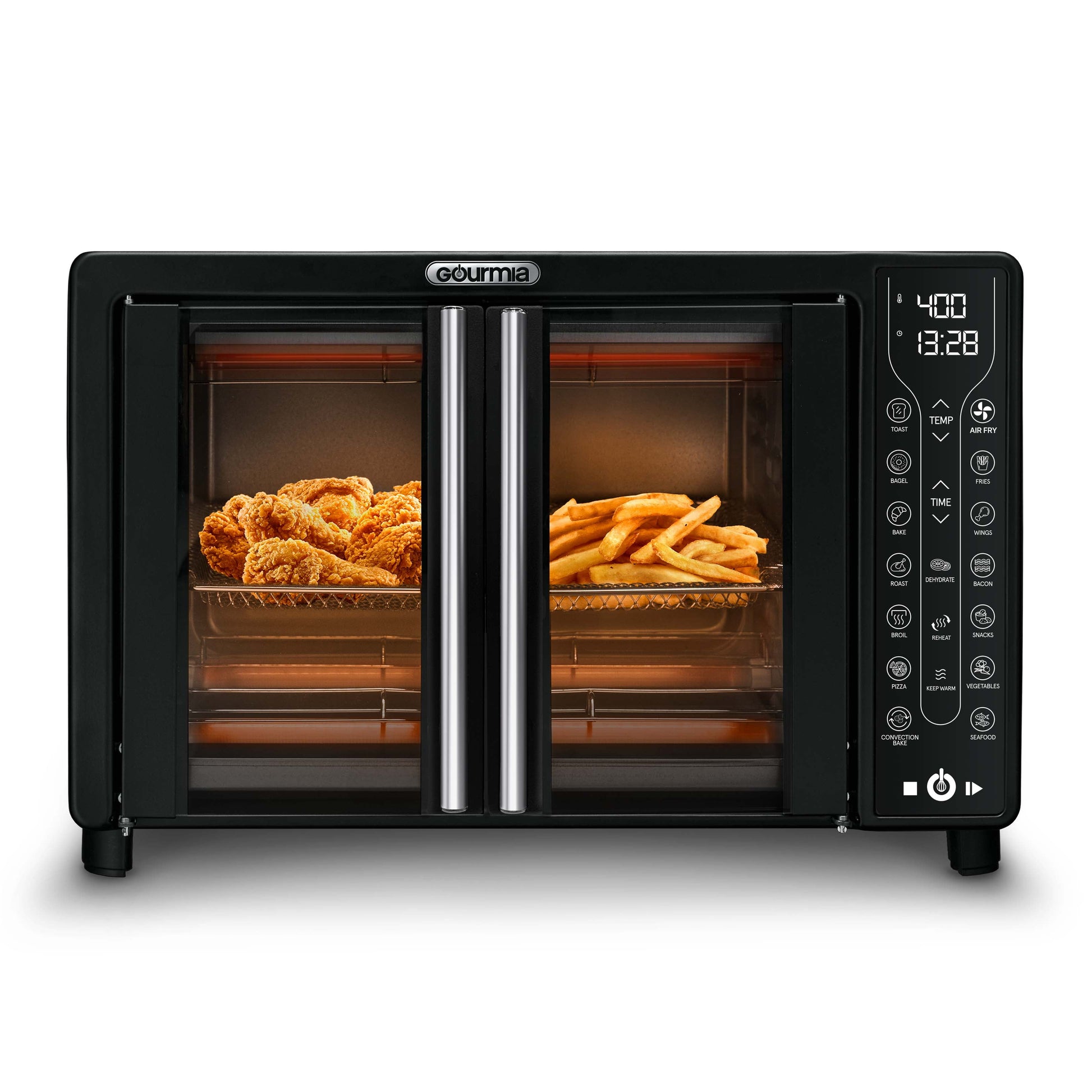 Gourmia Digital French Door Air Fryer Toaster Oven, Black