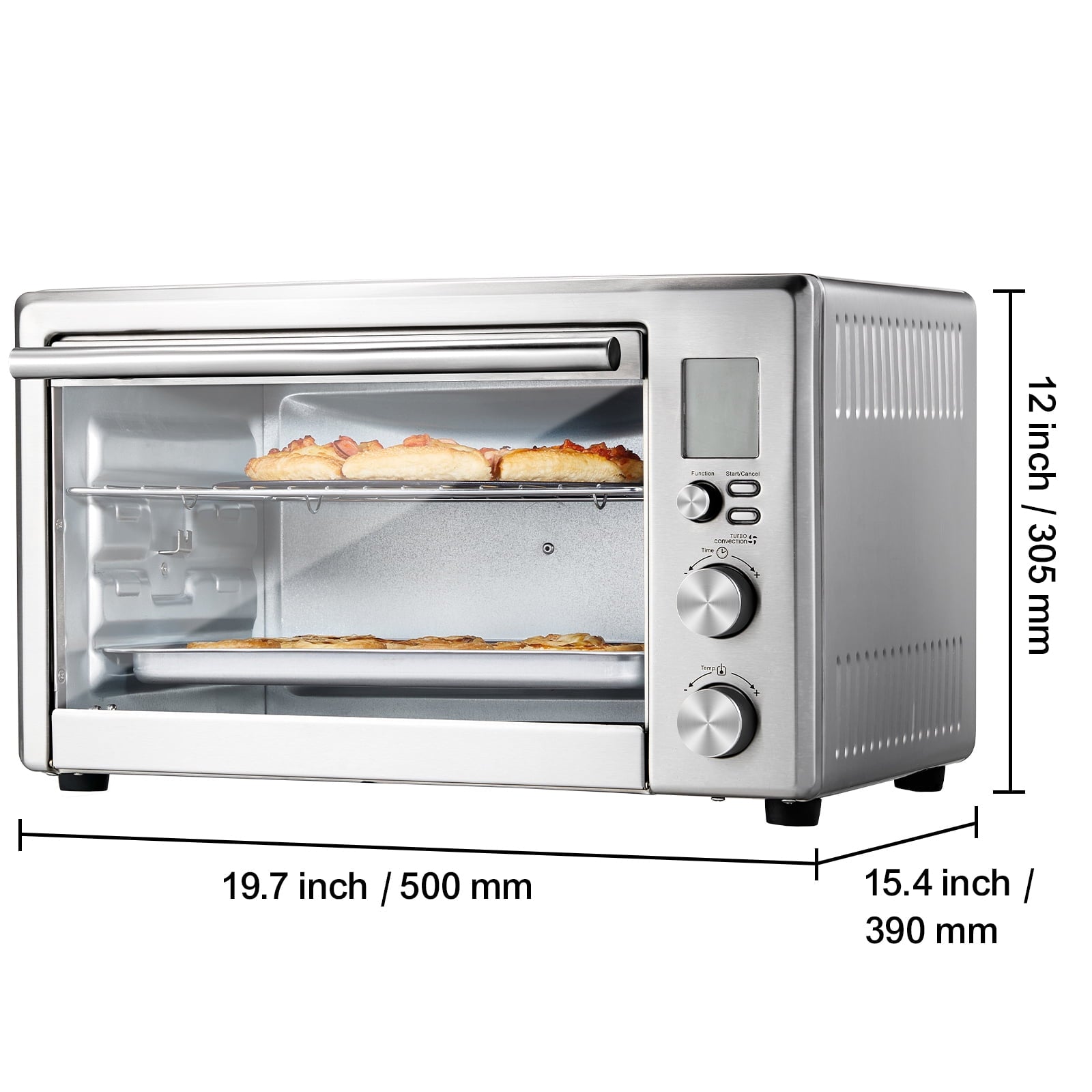 KFFKFF 28L Multifunction Countertop Oven, 1800W, 4-Tier, Front Glass Door, Includes Trays, Wire Racks, Gloves for Home & Commercial