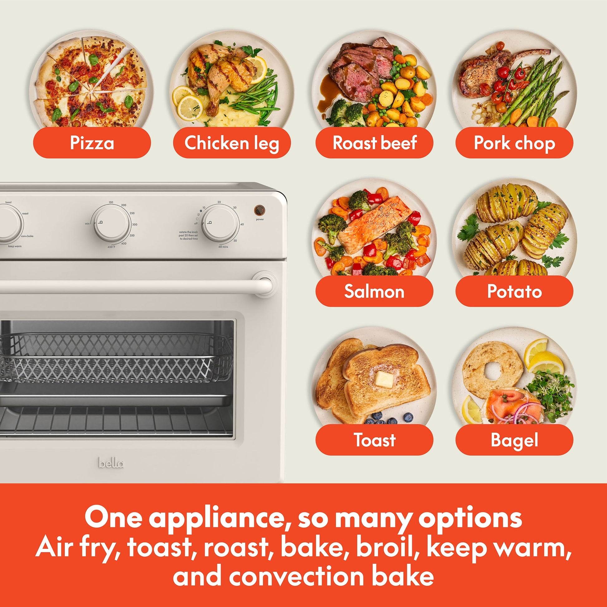 bella 6-Slice Toaster Oven, Oatmilk