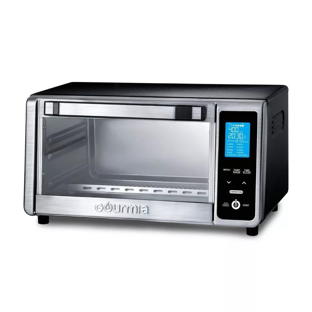 Gourmia Digital 4-Slice Toaster Oven Air Fryer with 11 Cooking Functions Stainless Steel Gray
