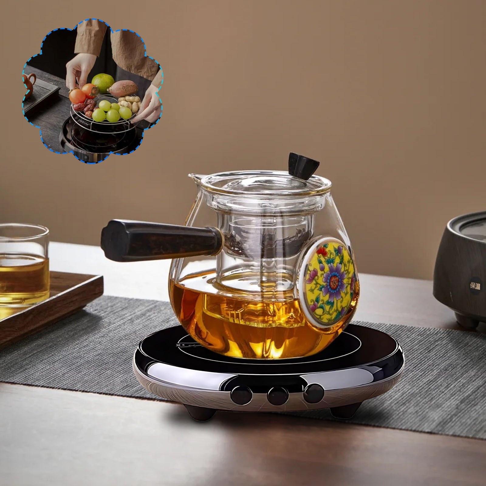 DELESYS Thin Electric Oven Electric Oven Tea Oven with Grill Net Can Bake Food, Electric Pottery Stove*1+Grill Net *1