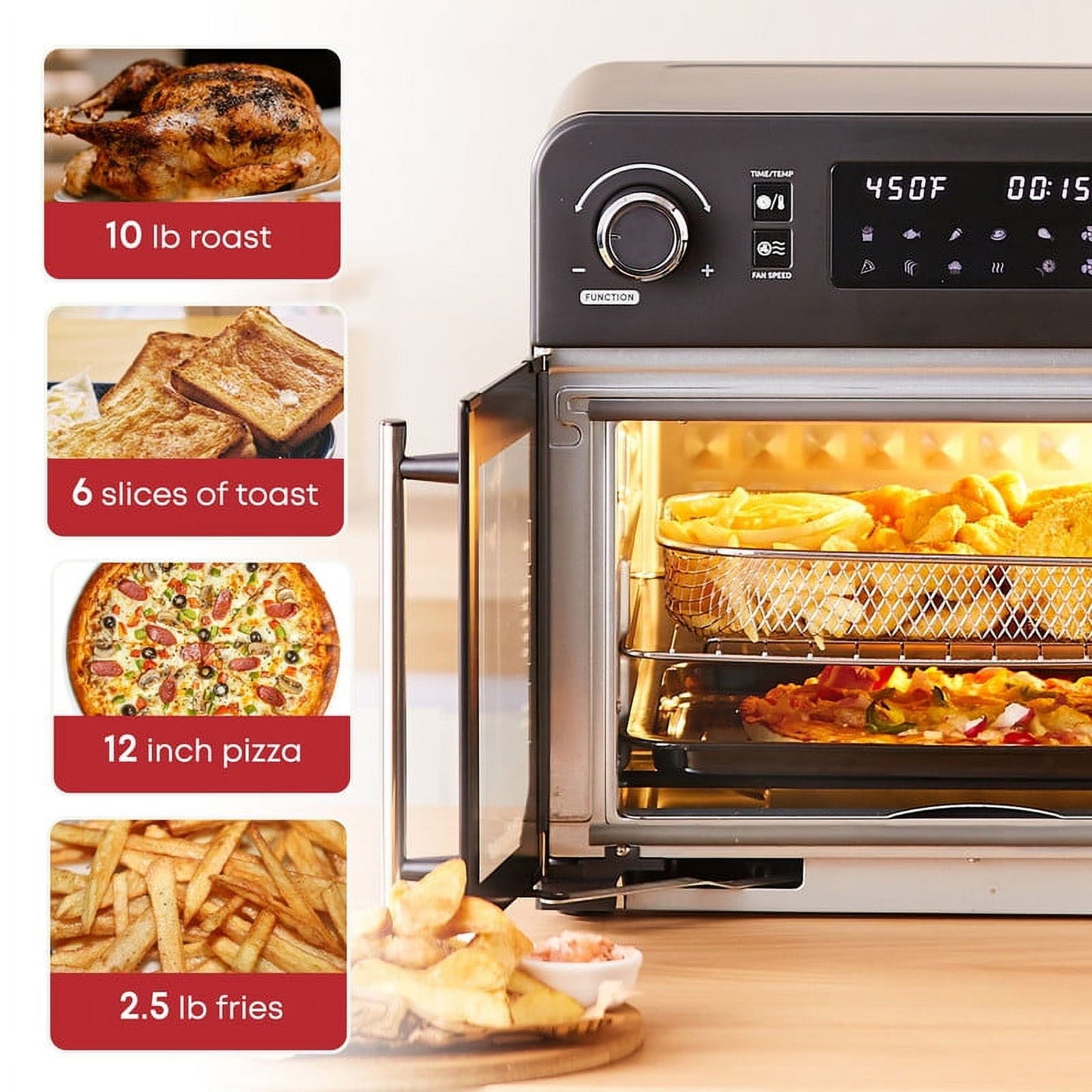 Elite Cuisine French Door 23 L Air Fryer Oven, Black
