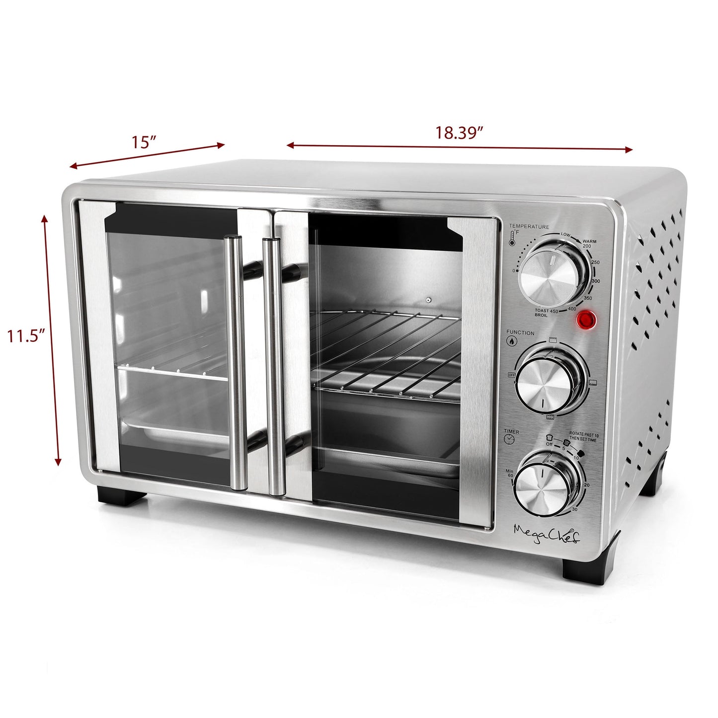 MegaChef 25 Quart French Door Multi-Function Electric Toaster Oven with Rotisserie Set