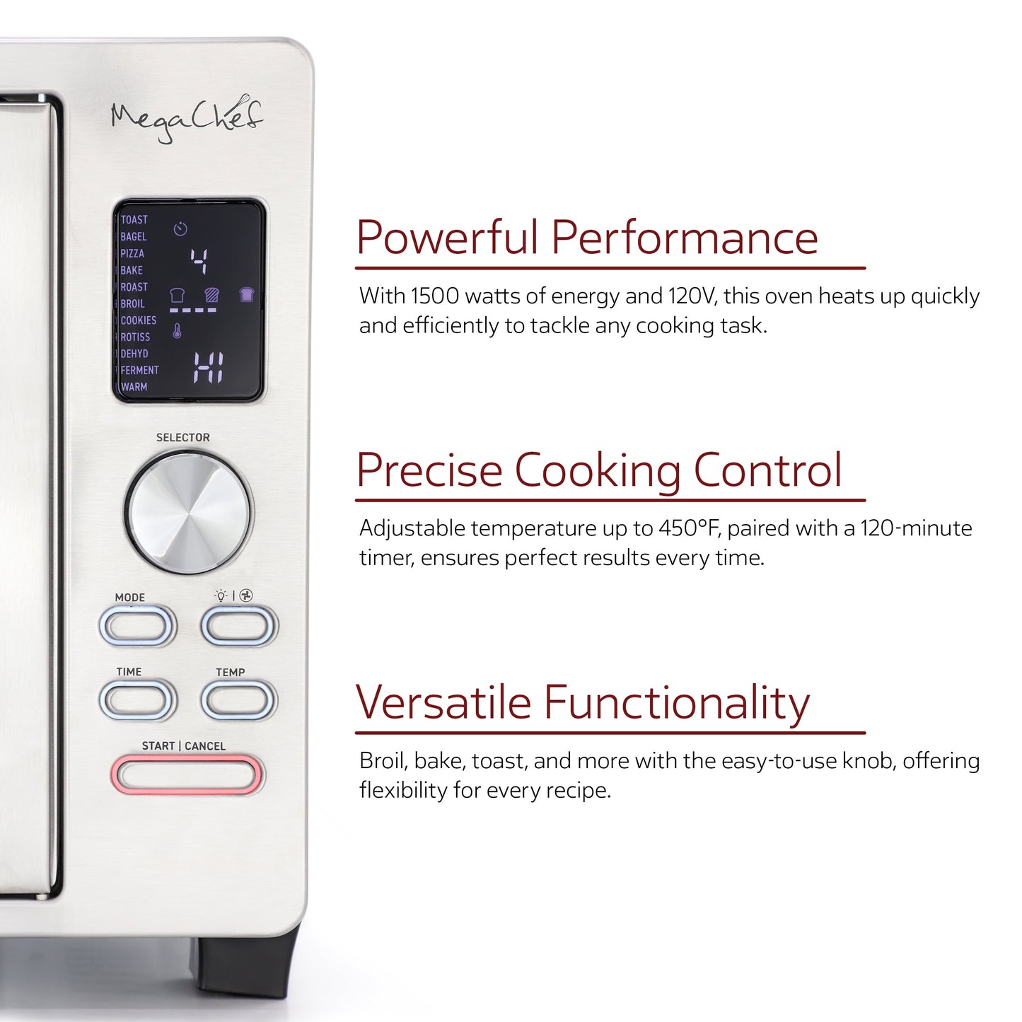 MegaChef 30 Quart Digital French Door Multi-Function Electric Convection Toaster Oven with Rotisserie Set