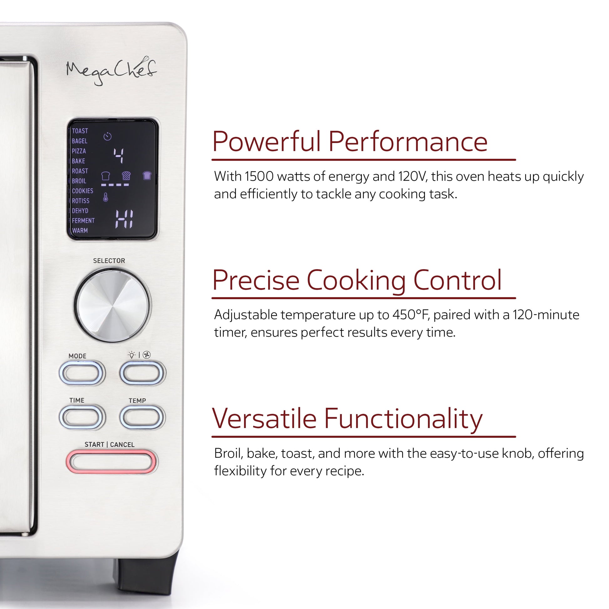 MegaChef 30 Quart Digital French Door Multi-Function Electric Convection Toaster Oven with Rotisserie Set