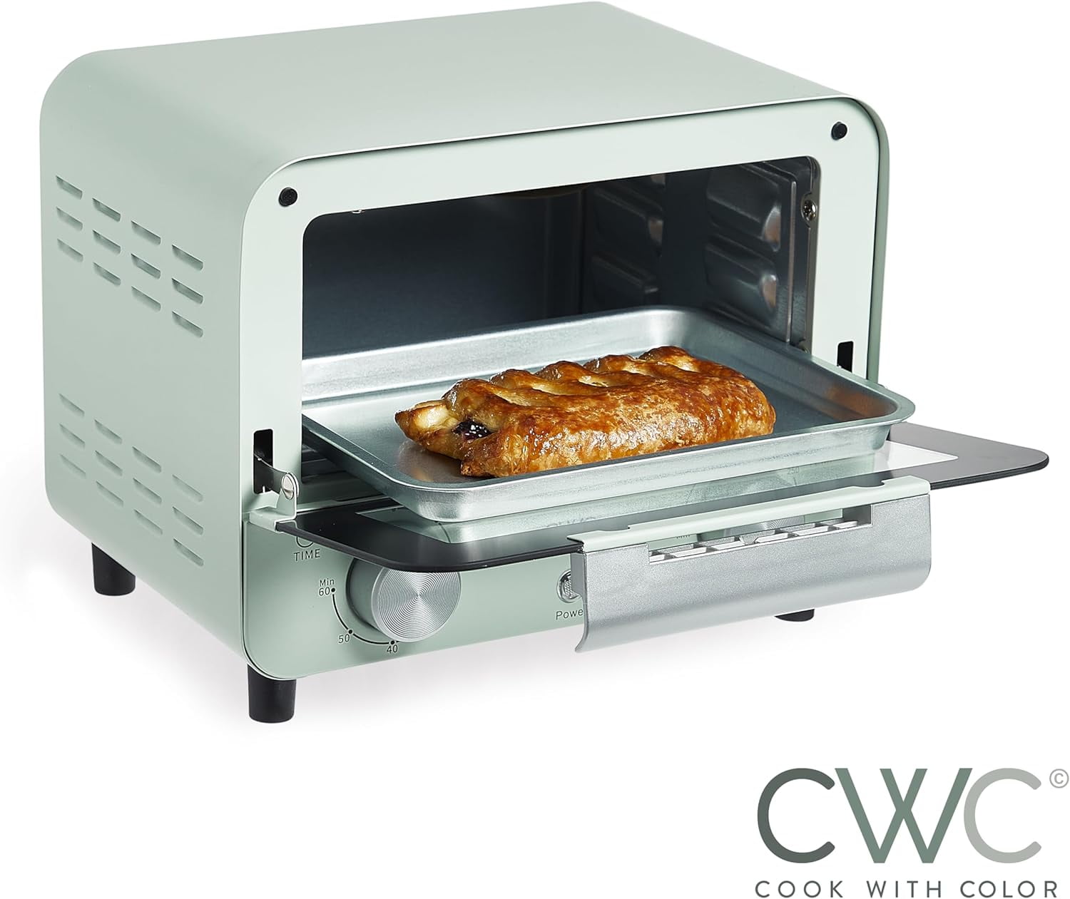 COOK WITH COLOR Small Toaster Oven 600-Watt Countertop Oven Cooker Kitchen Appliance, Sage