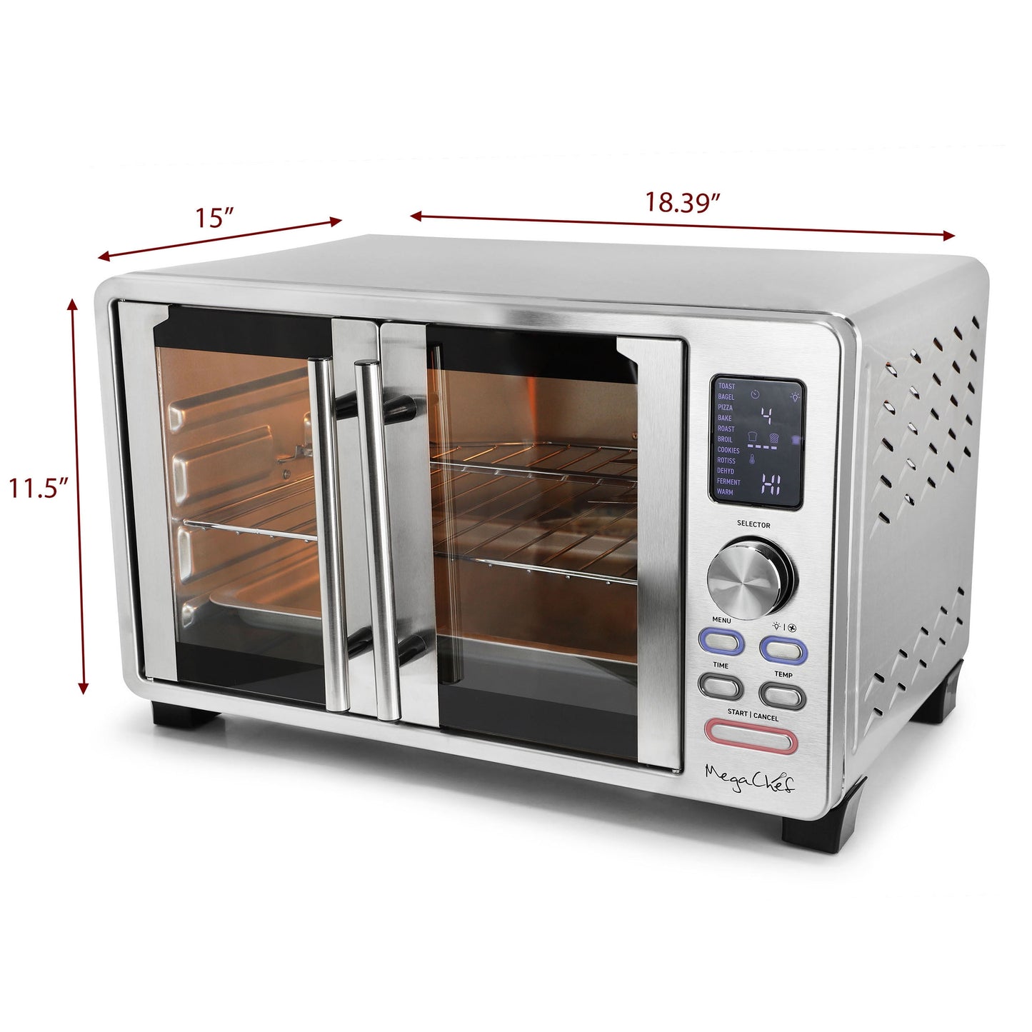 MegaChef 25 Quart Digital Electric French Door Multi-Function Counter Top Oven with Rotisserie Set