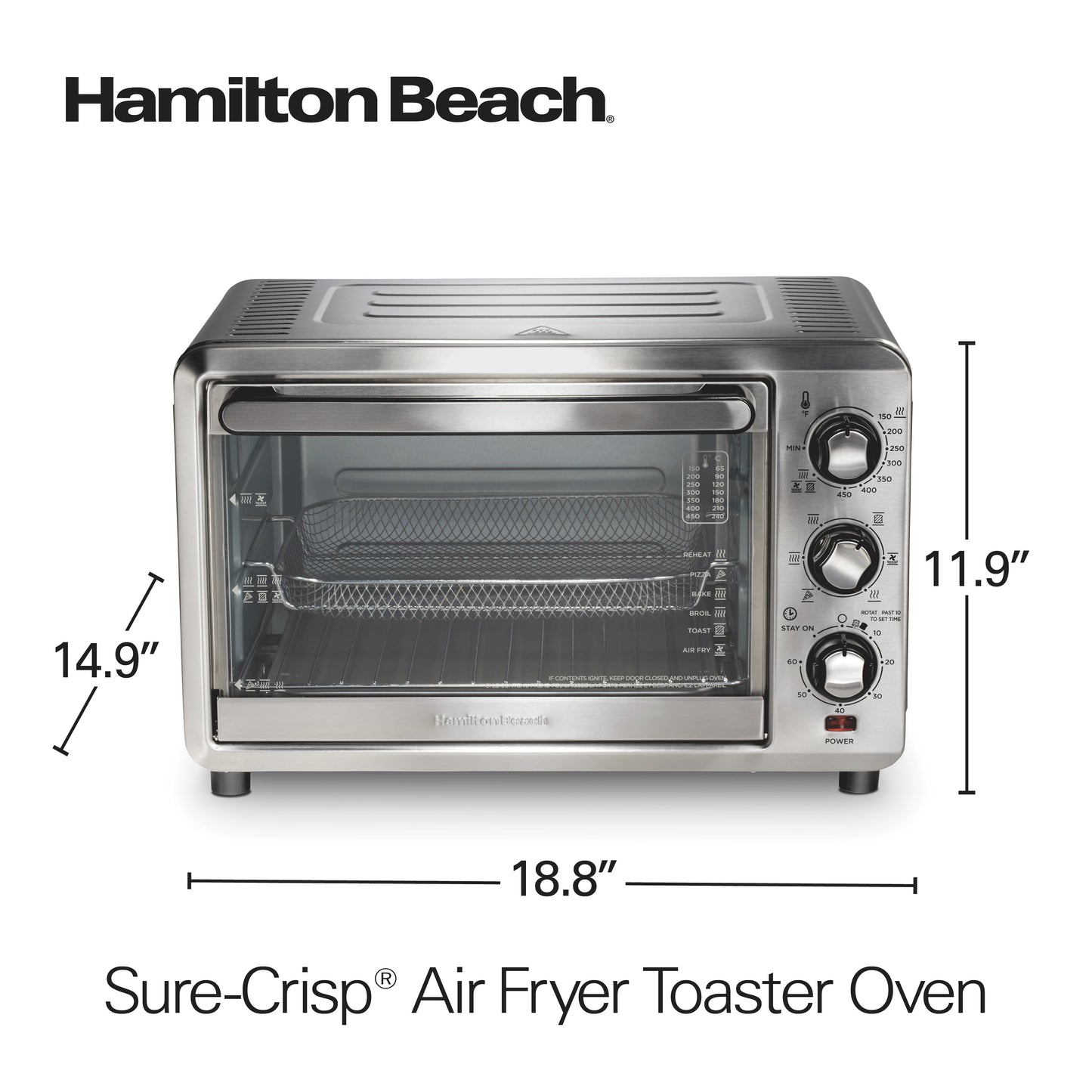Hamilton Beach Sure-Crisp Air Fryer Toaster Oven, 6 Slice Capacity, Stainless Steel
