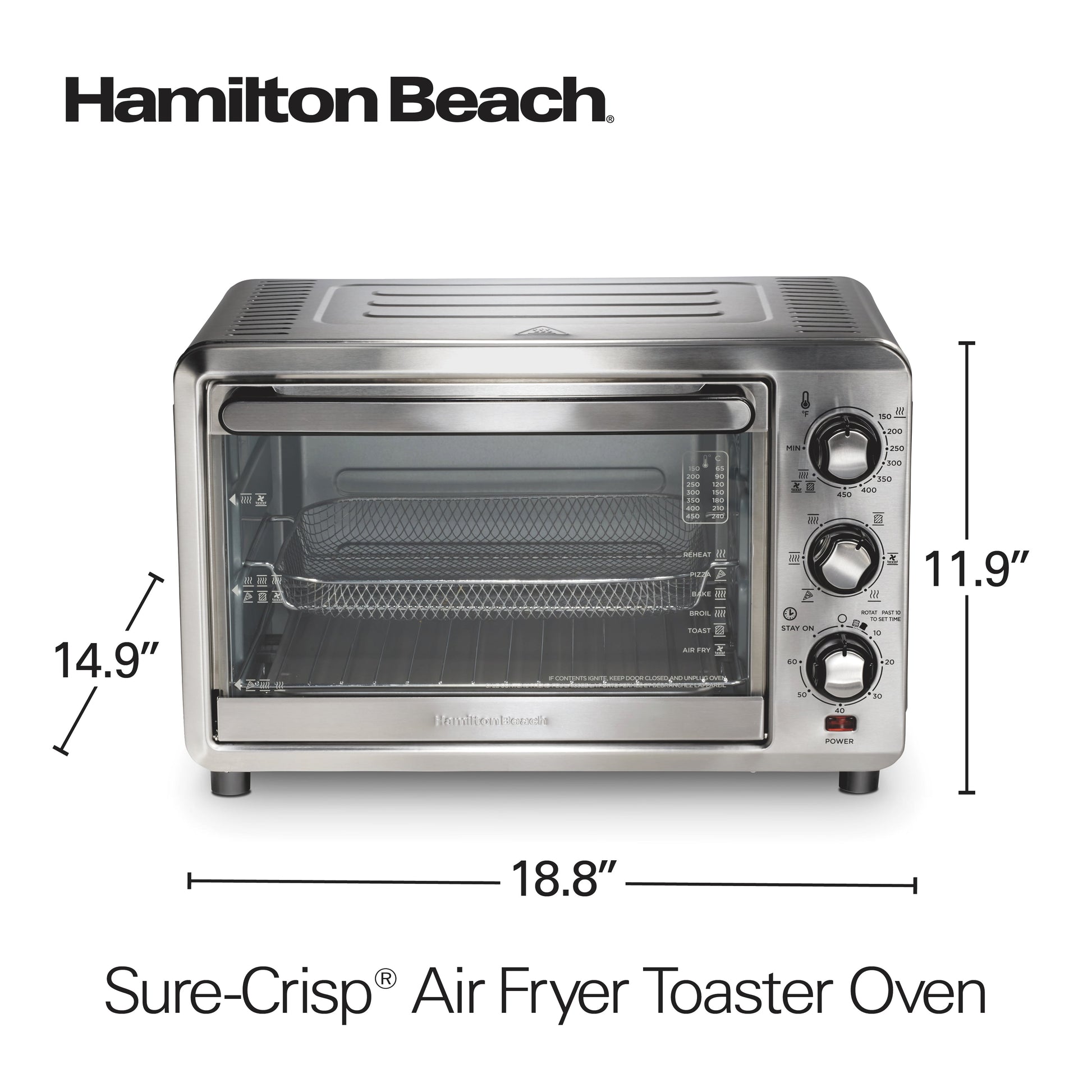 Hamilton Beach Sure-Crisp Air Fryer Toaster Oven, 6 Slice Capacity, Stainless Steel