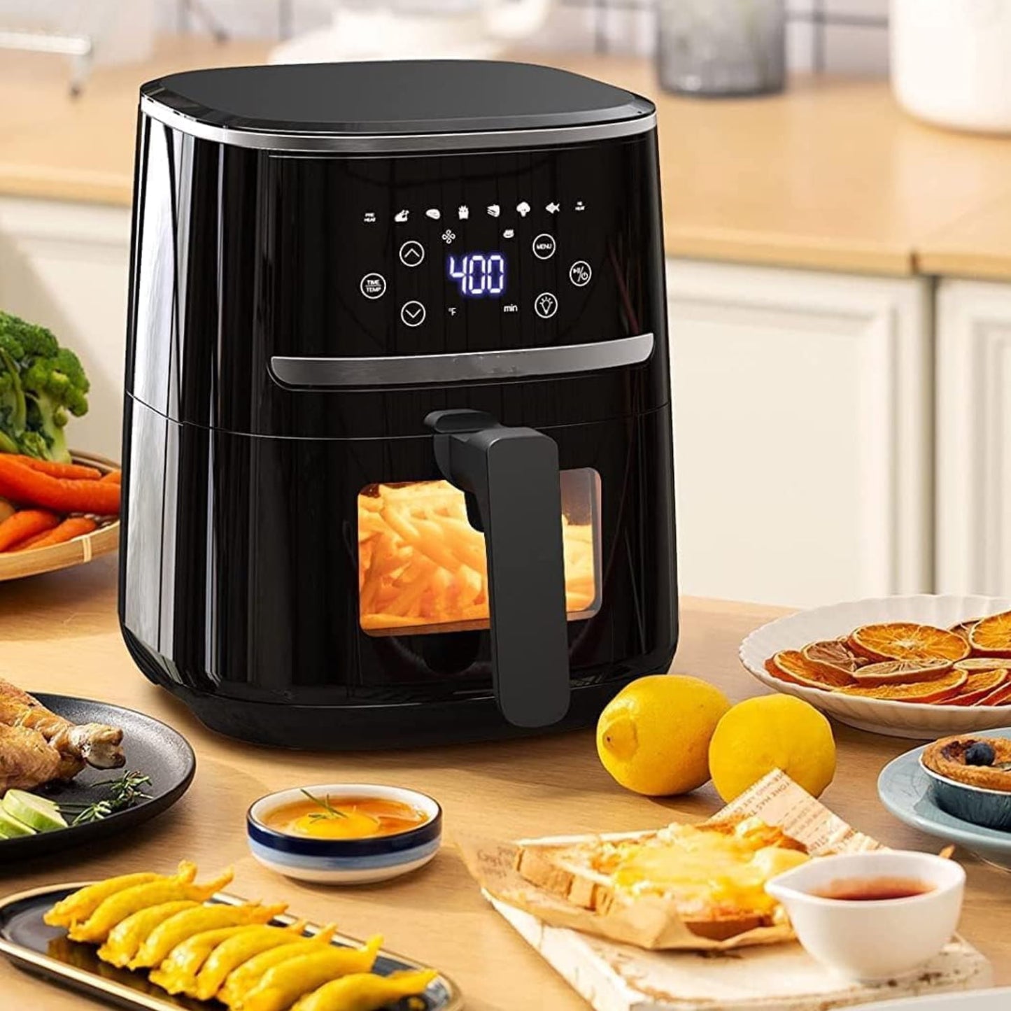 Garvee 5Qt Small Air Fryer, 8-in-1 Oilless Air Fryer Oven with Visible Cooking Window, up to 400℉, Black