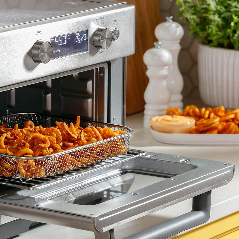 GE 1500-Watt Digital Air Fry 8-in-1 Toaster Oven with Convection and Removable Crumb Tray, Stainless Steel