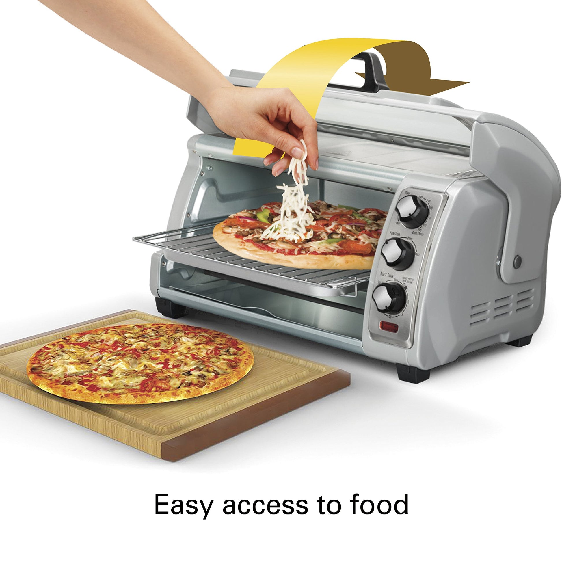 Hamilton Beach 31127 Easy Reach Toaster Oven with Roll-Top Door, Silver