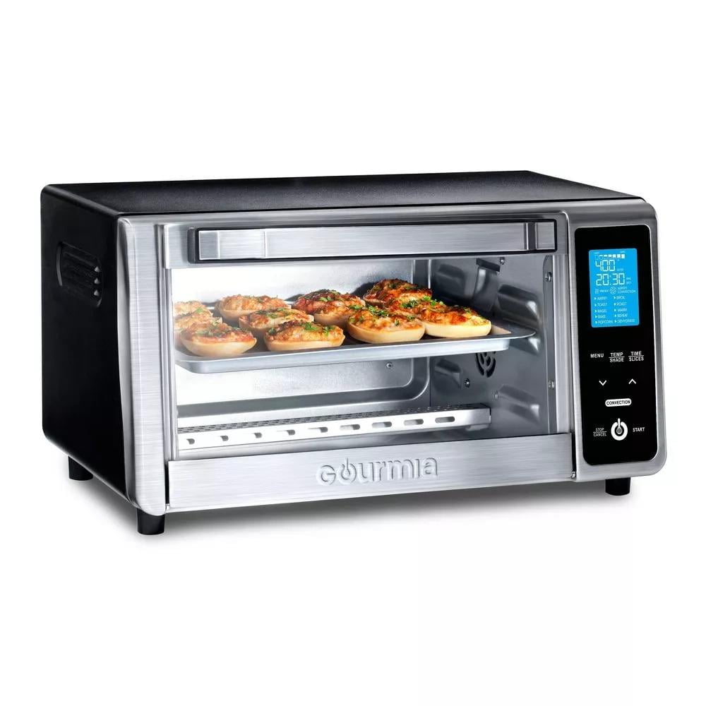 Gourmia Digital 4-Slice Toaster Oven Air Fryer with 11 Cooking Functions Stainless Steel Gray