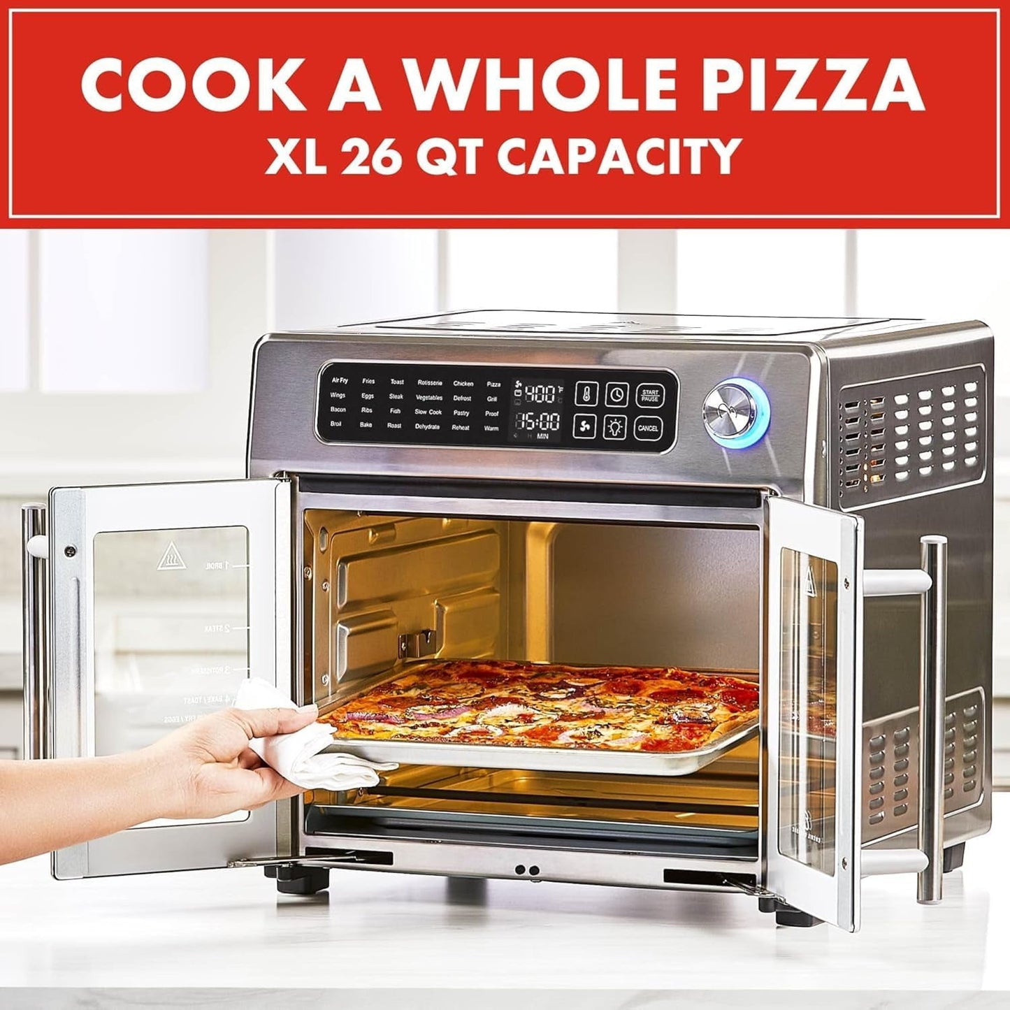 Emeril Lagasse French Door Air Fryer Toaster Oven Combo, 26QT, Stainless Steel, 4-00675-02X