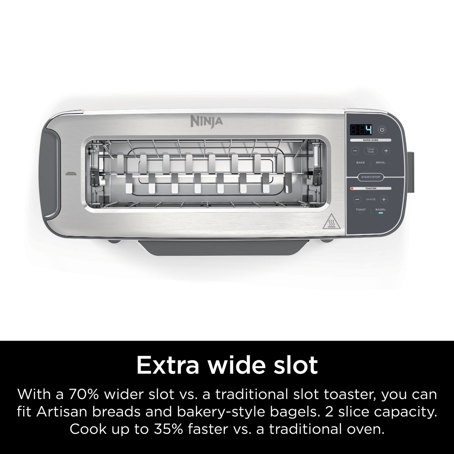 Ninja® Foodi™ 2-in-1 Flip Toaster, 2-Slice Toaster, Compact Toaster Oven, Snack Maker, 1500 Watts, ST100