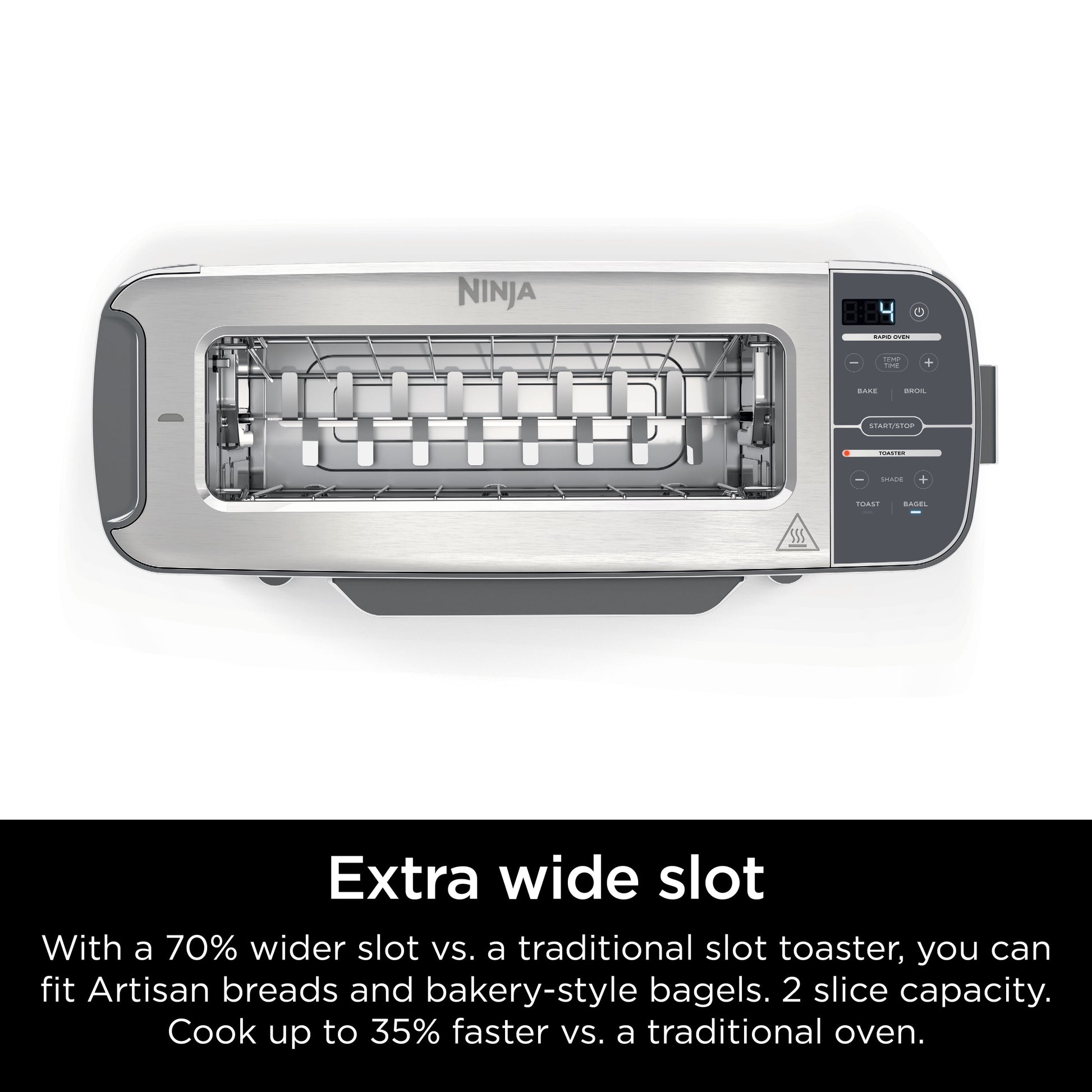 Ninja® Foodi™ 2-in-1 Flip Toaster, 2-Slice Toaster, Compact Toaster Oven, Snack Maker, 1500 Watts, ST100
