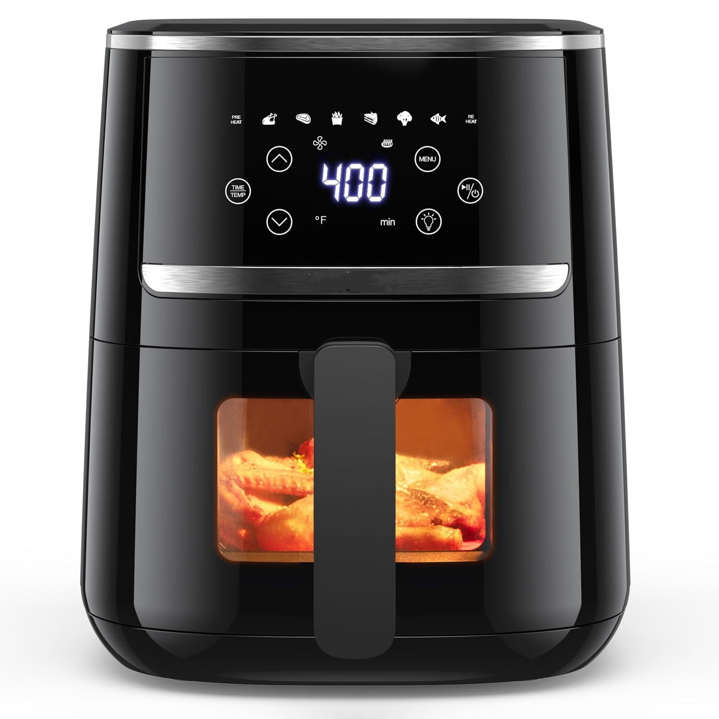Garvee 5Qt Small Air Fryer, 8-in-1 Oilless Air Fryer Oven with Visible Cooking Window, up to 400℉, Black
